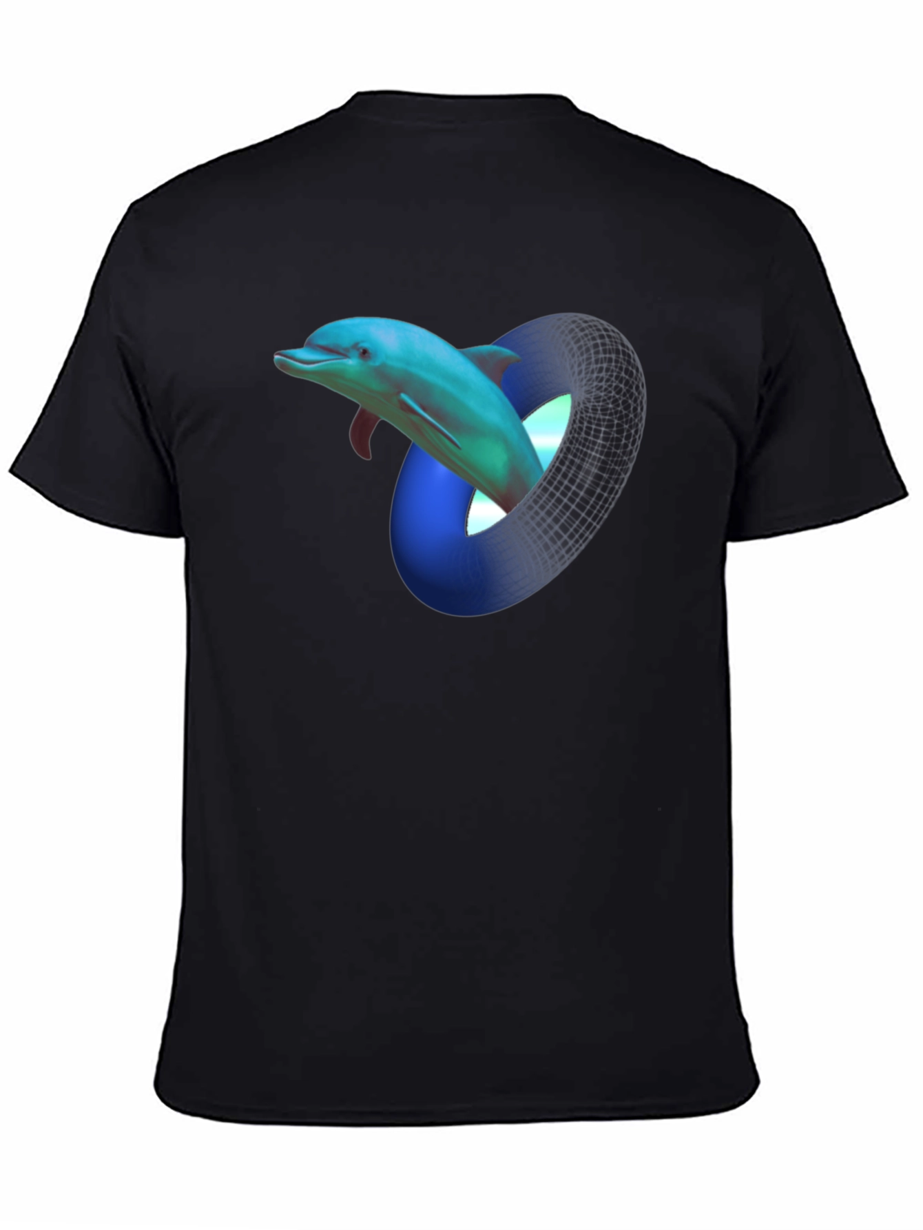 Dolphin Mobius Strip Graphic Black T-Shirt