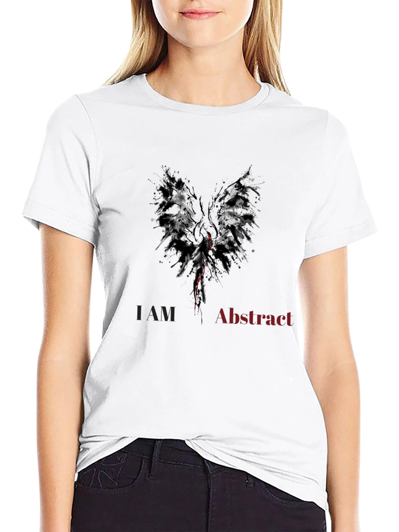 Abstract Wings Mens Black Graphic T-Shirt