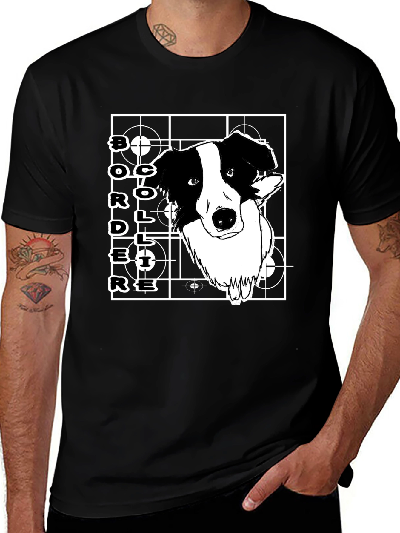 Border Collie Graphic T-Shirt - Black Cotton Tee