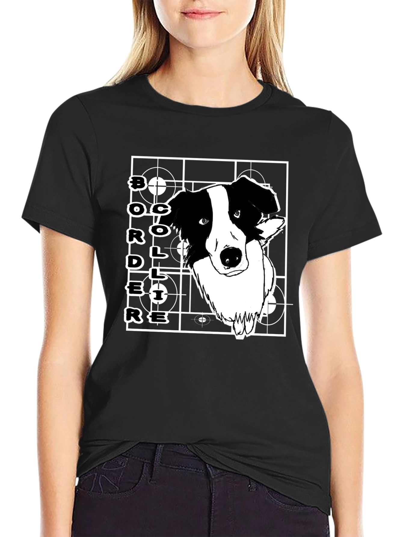 Border Collie Graphic T-Shirt - Black Cotton Tee