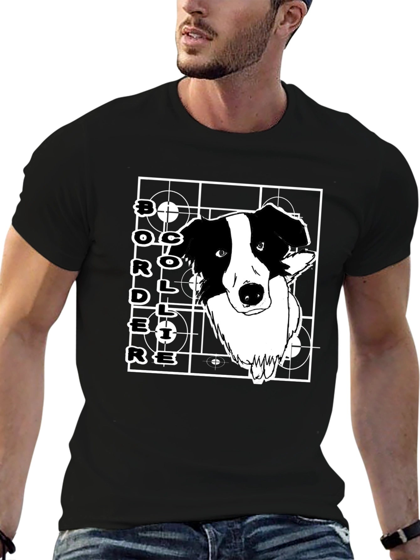 Border Collie Graphic T-Shirt - Black Cotton Tee