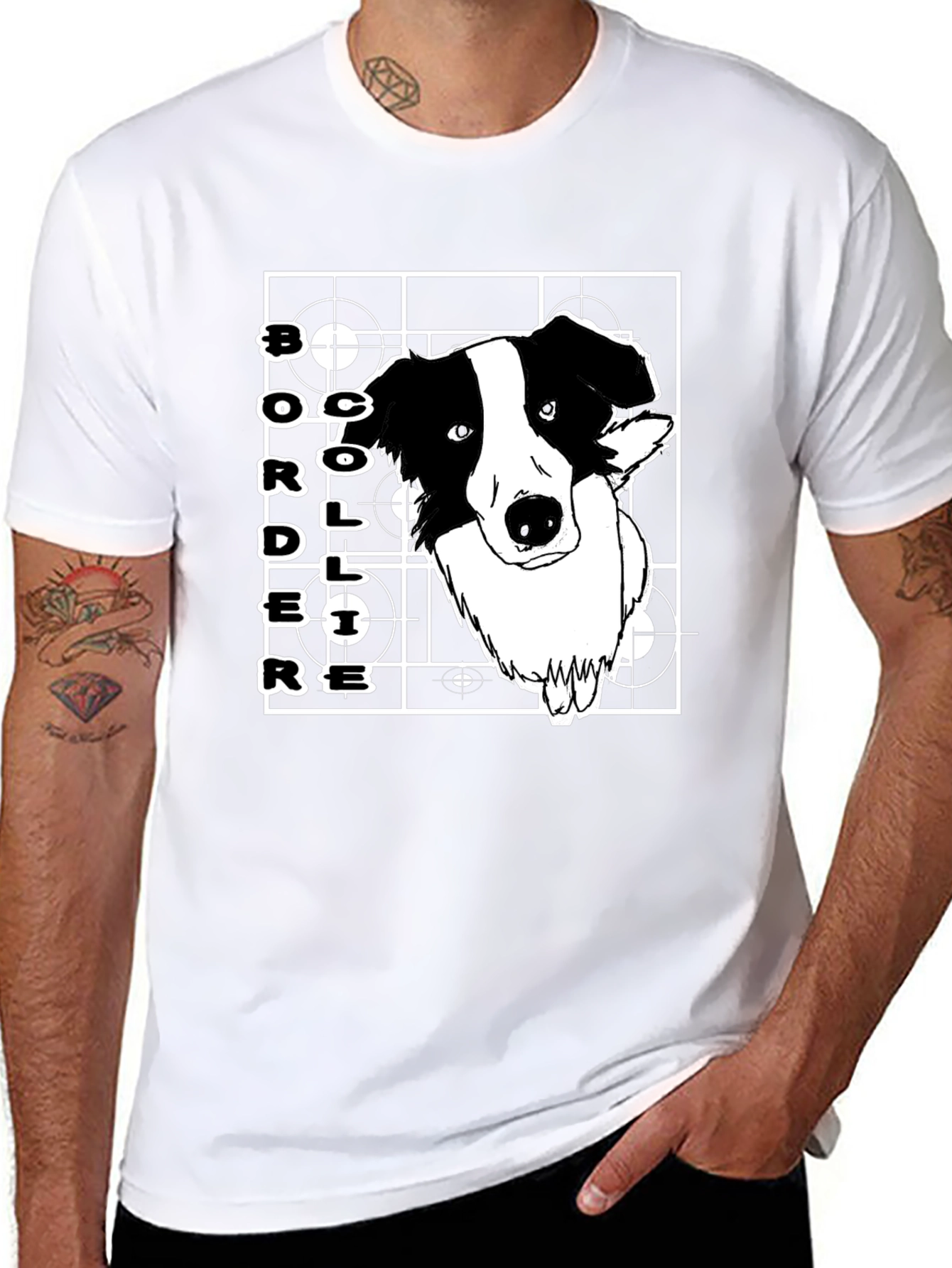 Border Collie Graphic T-Shirt - Black Cotton Tee