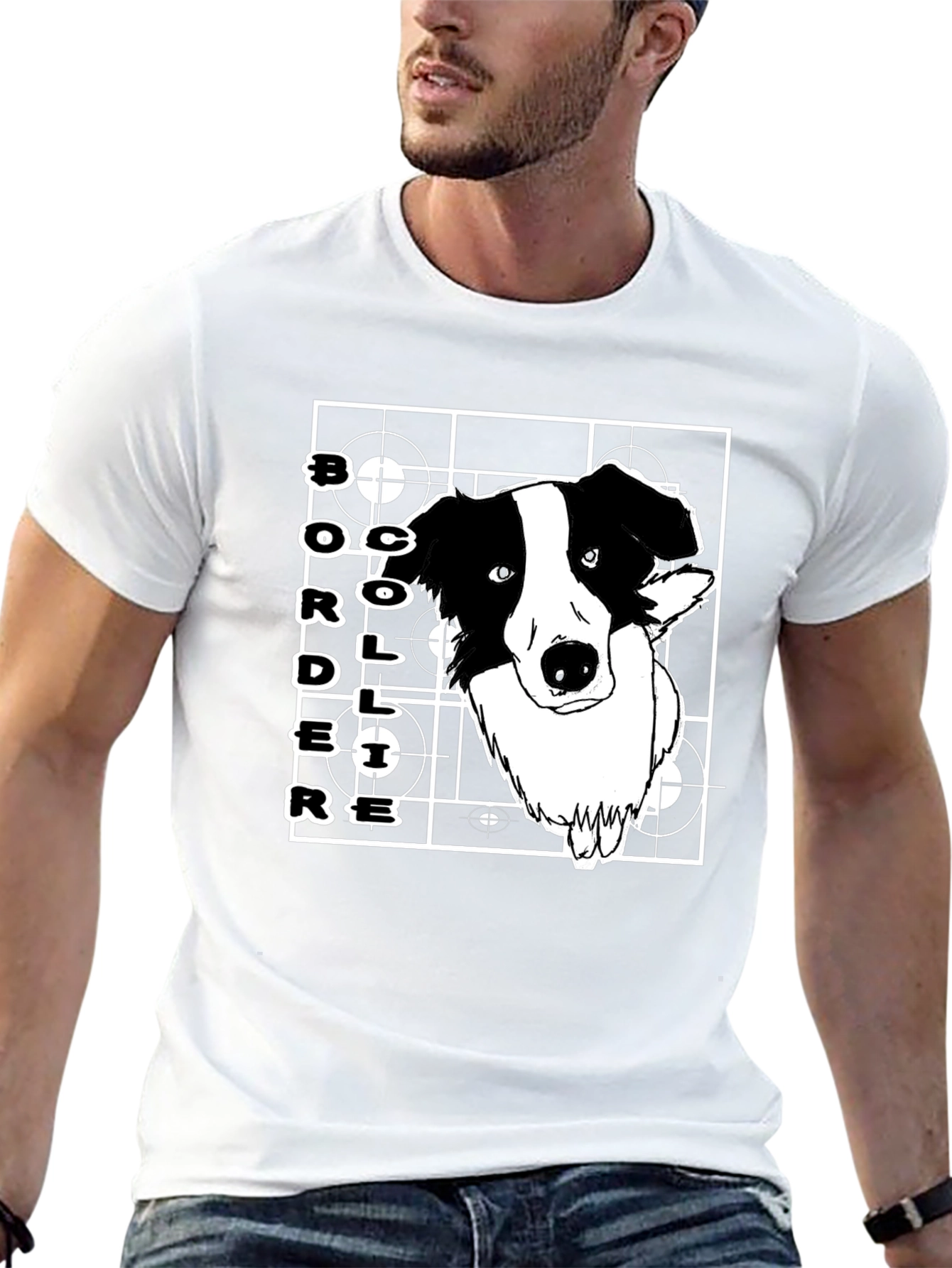 Border Collie Graphic T-Shirt - Black Cotton Tee