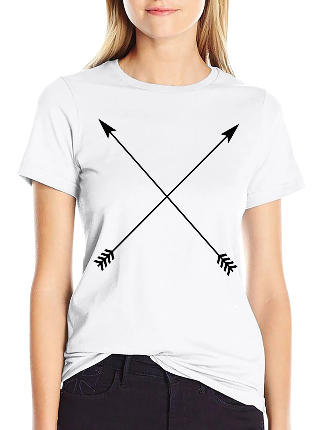 Crossed Arrows Graphic Tee - Casual Black T-Shirt