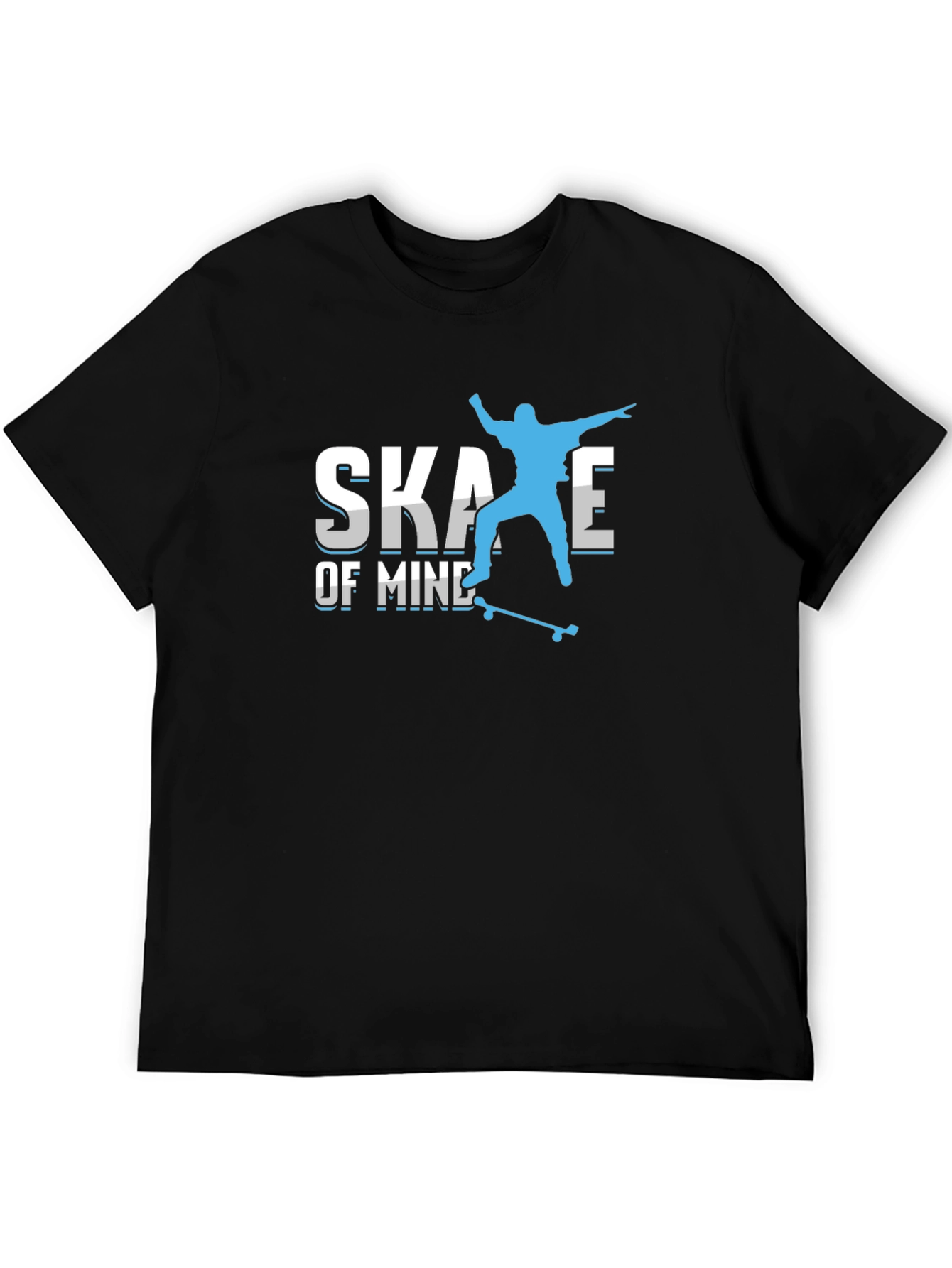 Skate of Mind Black Graphic Tee - Skateboarder Design