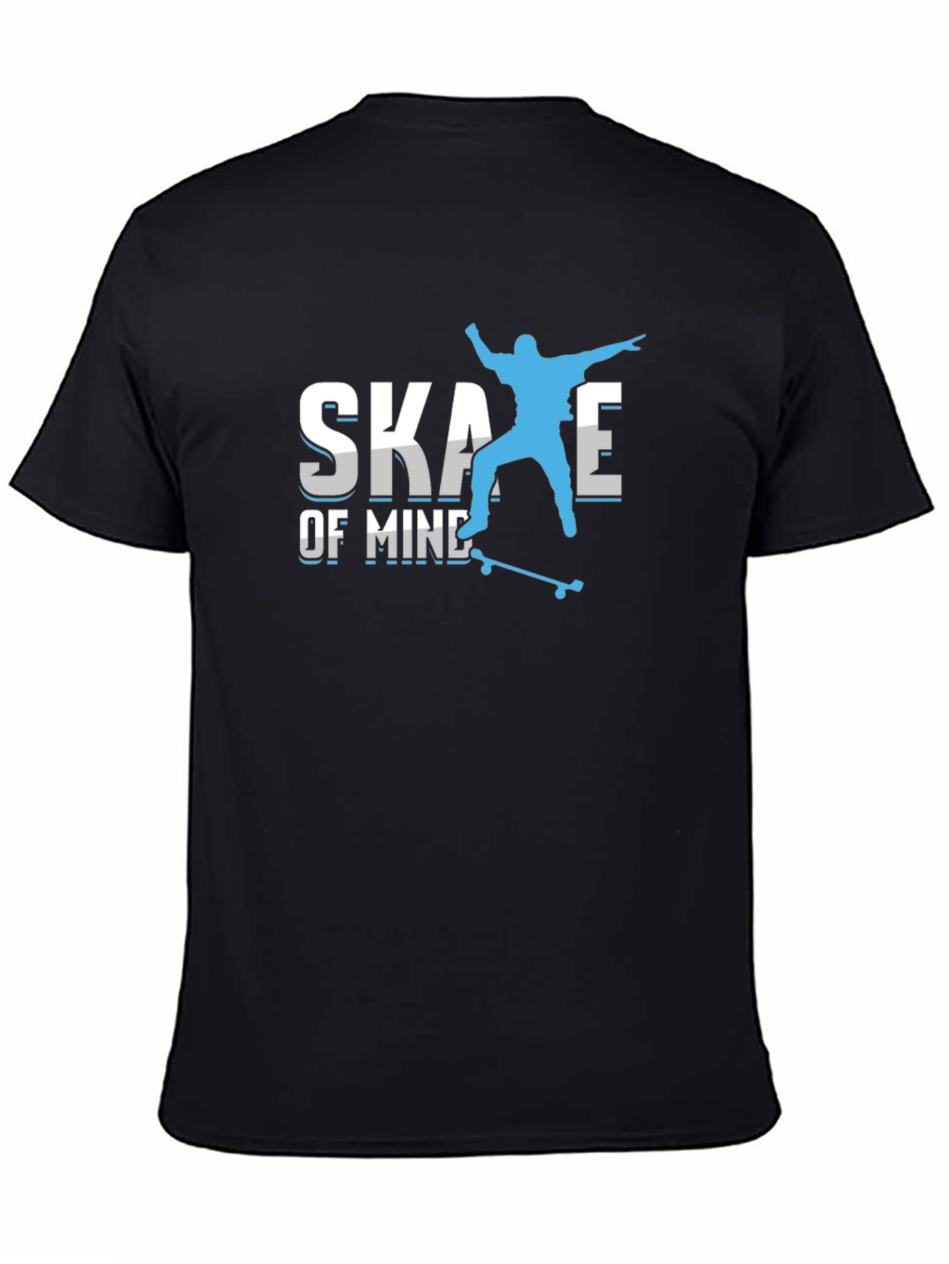 Skate of Mind Black Graphic Tee - Skateboarder Design