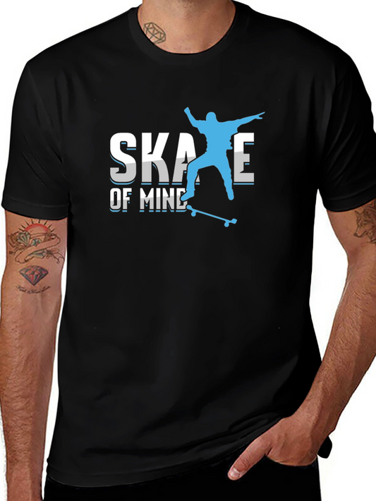 Skate of Mind Black Graphic Tee - Skateboarder Design