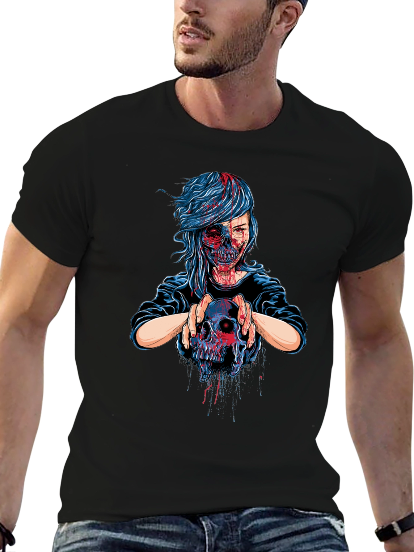Zombie Girl Skull Graphic Tee