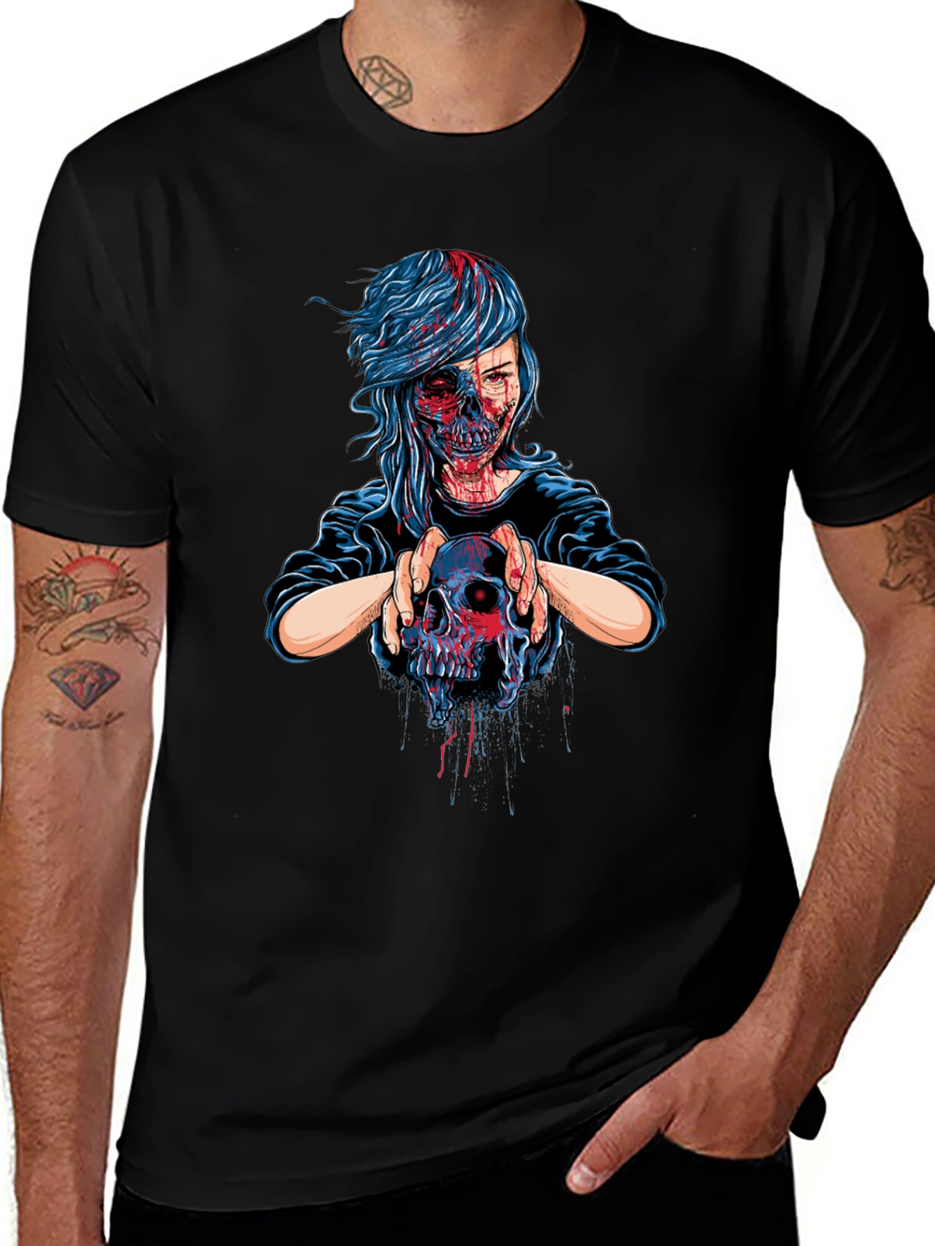Zombie Girl Skull Graphic Tee