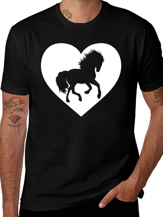 Black T-Shirt with Horse Heart Graphic