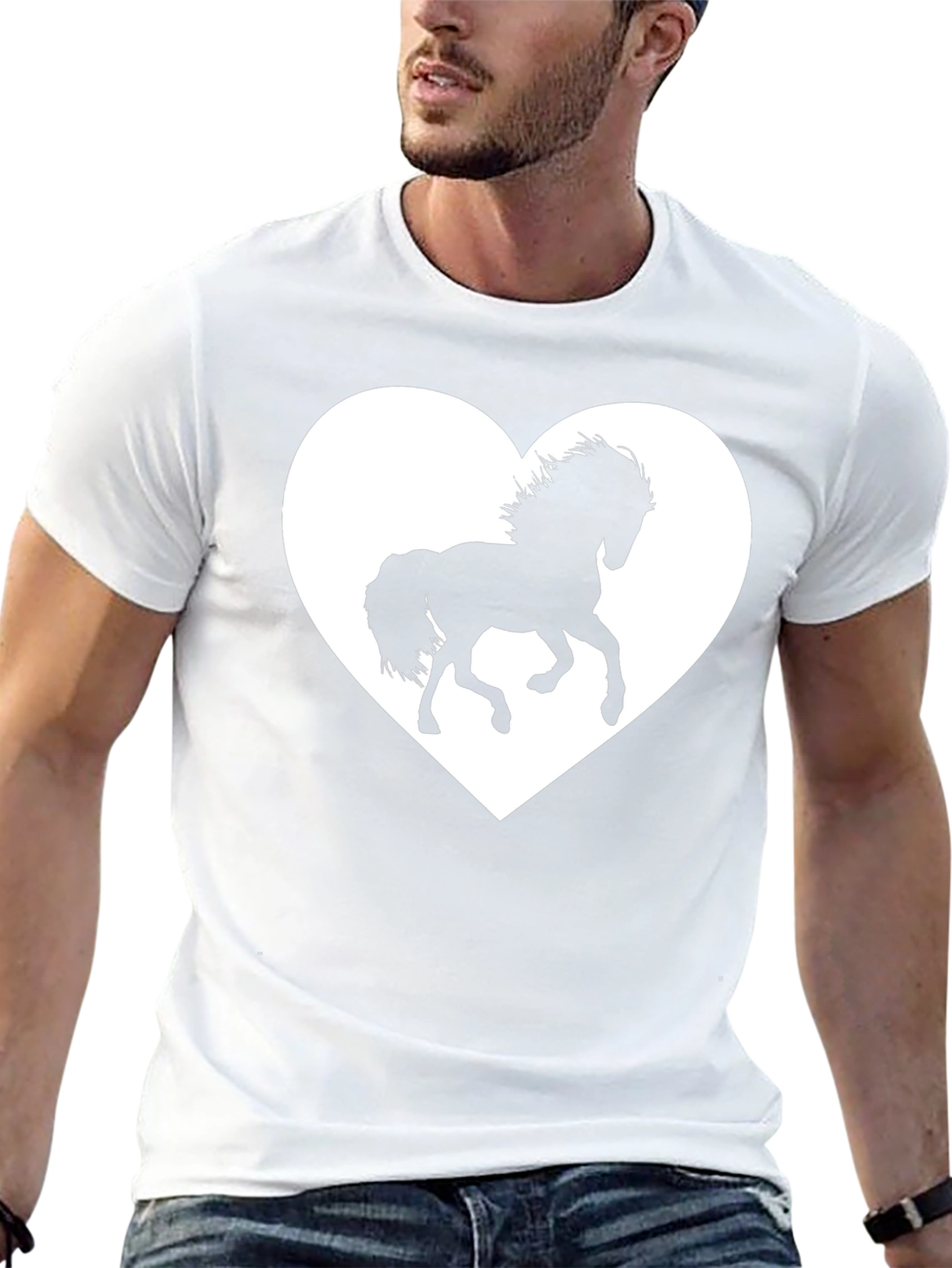 Black T-Shirt with Horse Heart Graphic