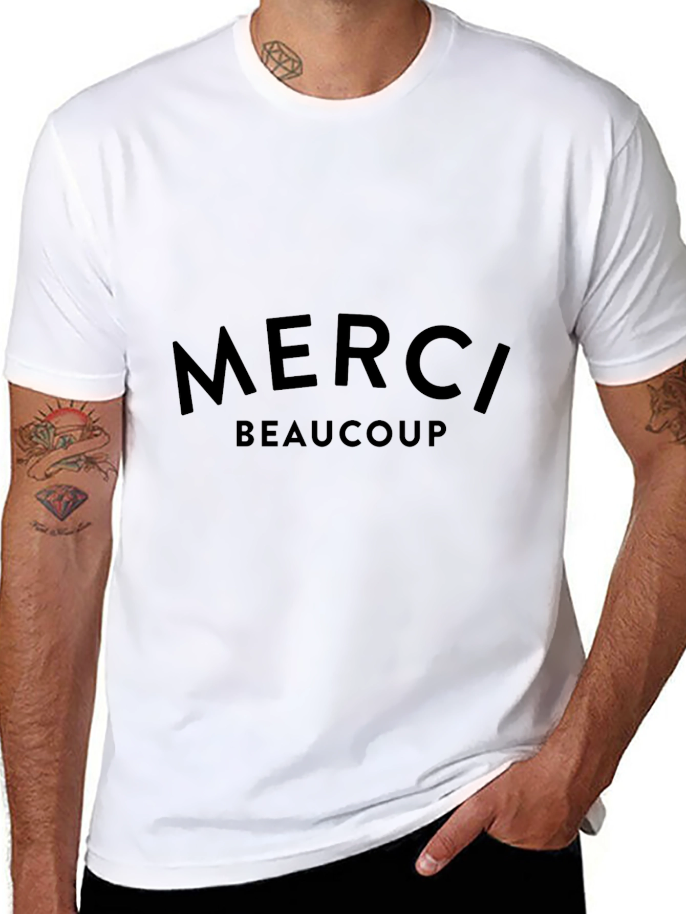 Merci Beaucoup Graphic Tee - Black Cotton T-Shirt