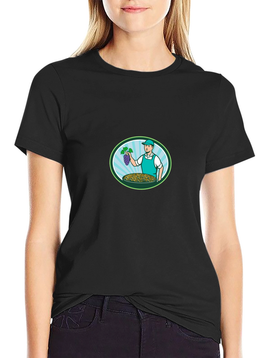 Grape Harvest Graphic Tee - Black Casual Comfort