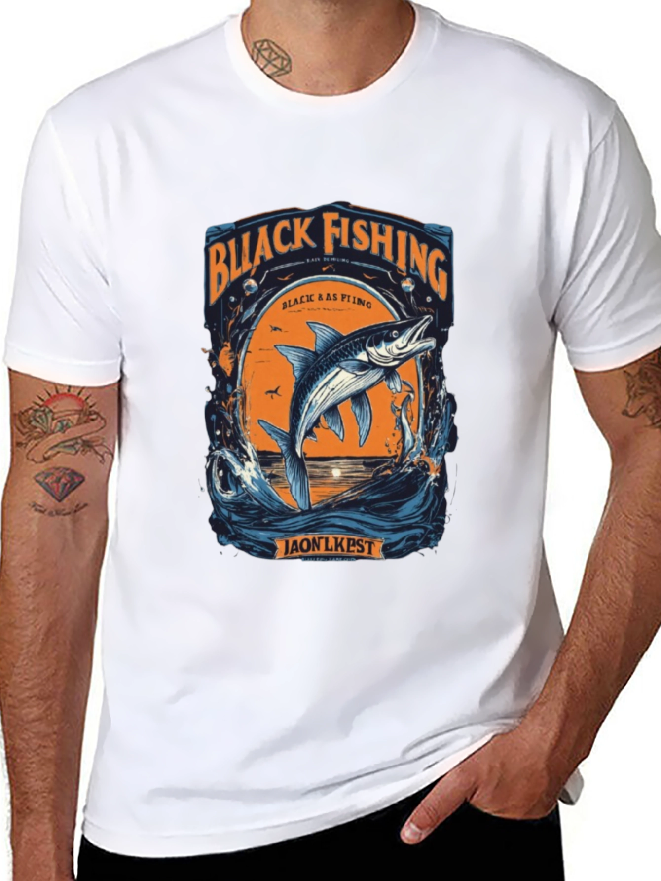 Black Fishing Graphic Tee
