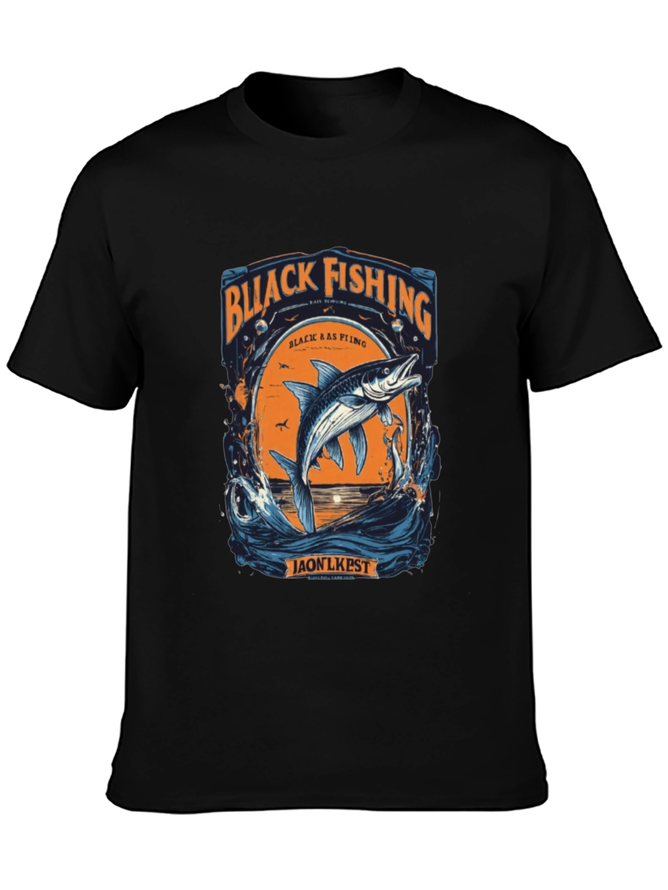 Black Fishing Graphic Tee