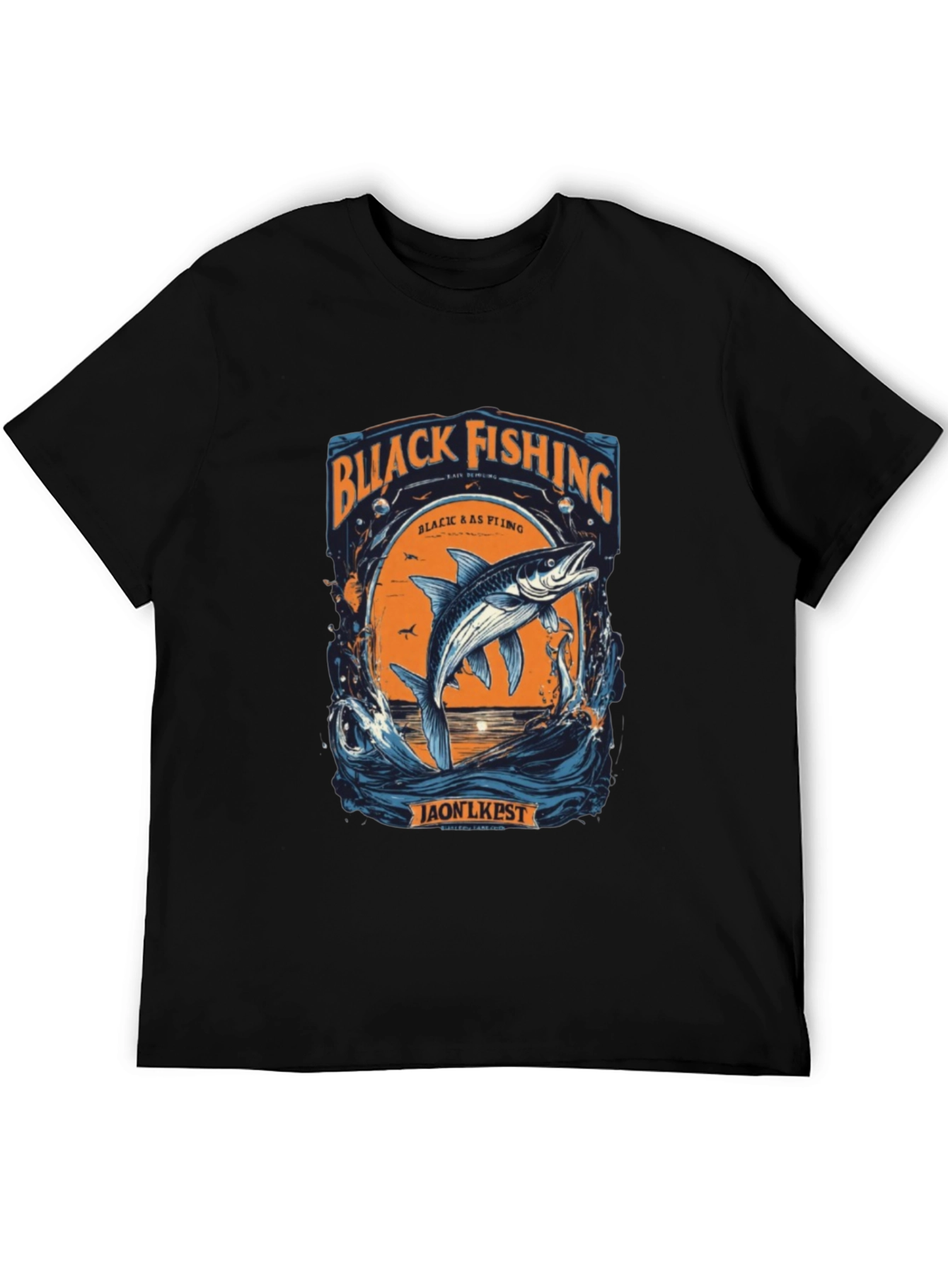 Black Fishing Graphic Tee
