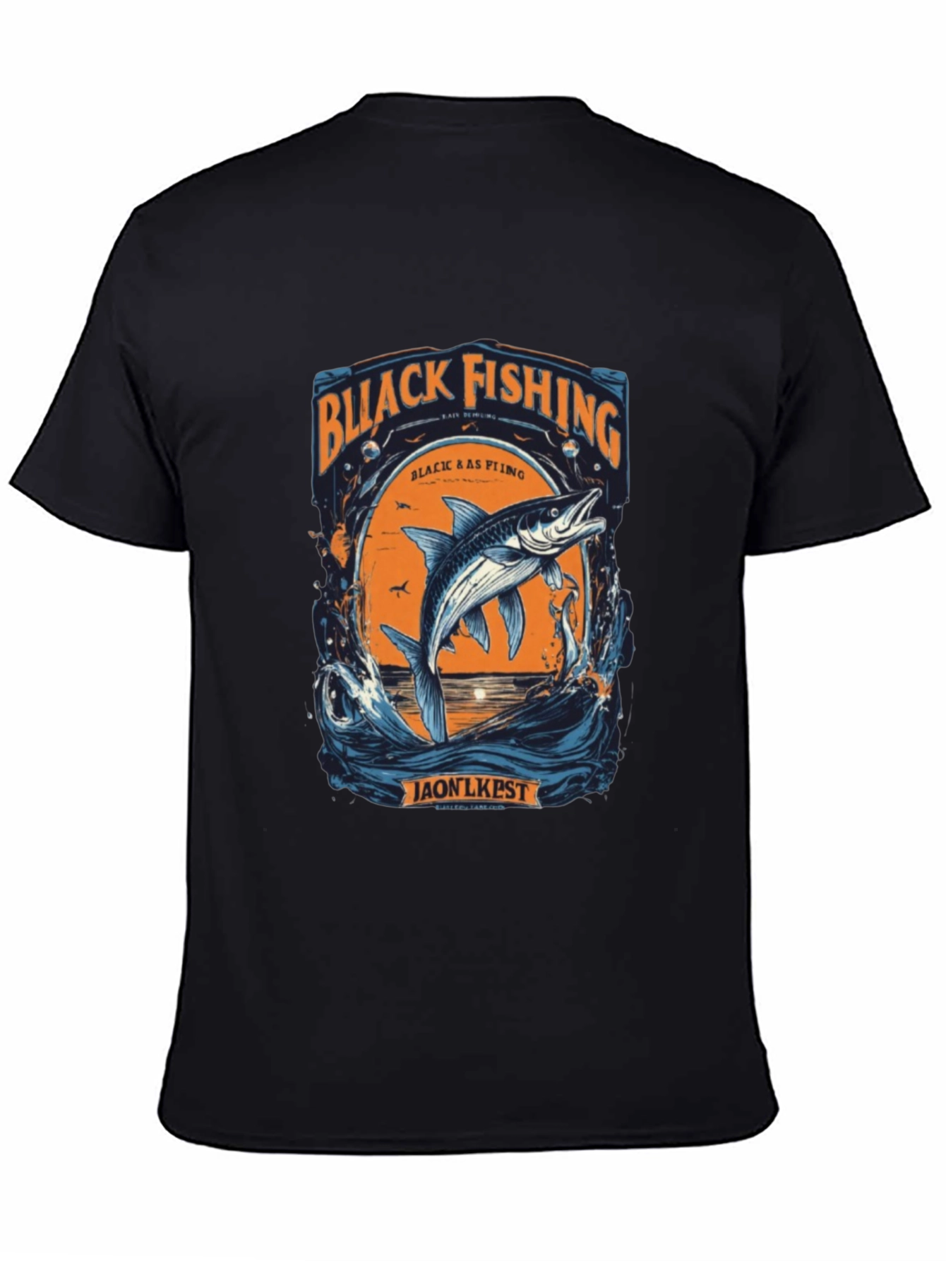 Black Fishing Graphic Tee
