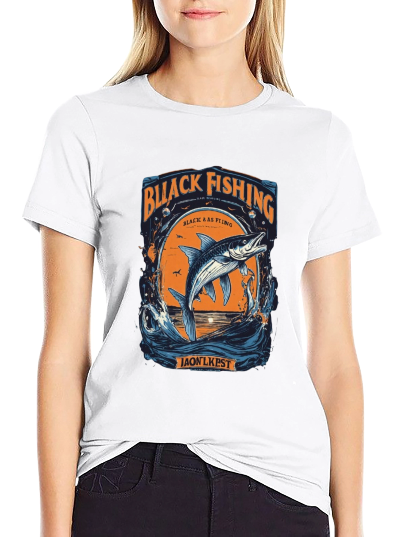 Black Fishing Graphic Tee