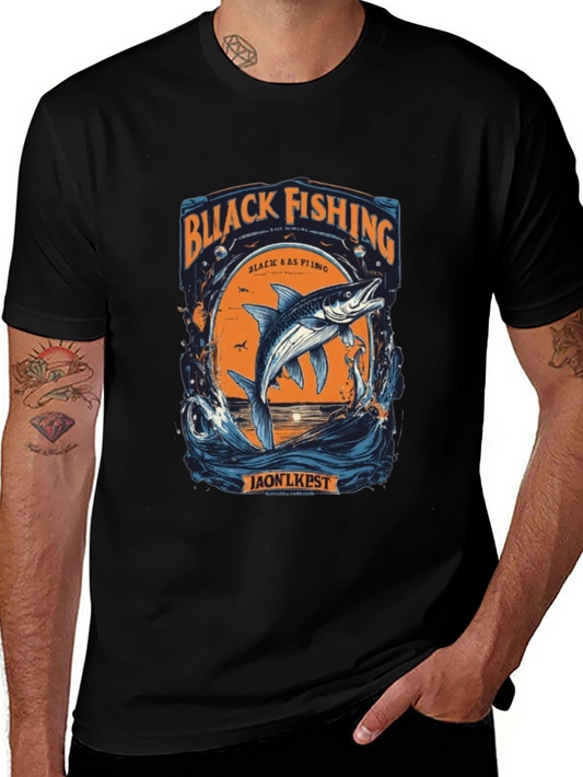 Black Fishing Graphic Tee