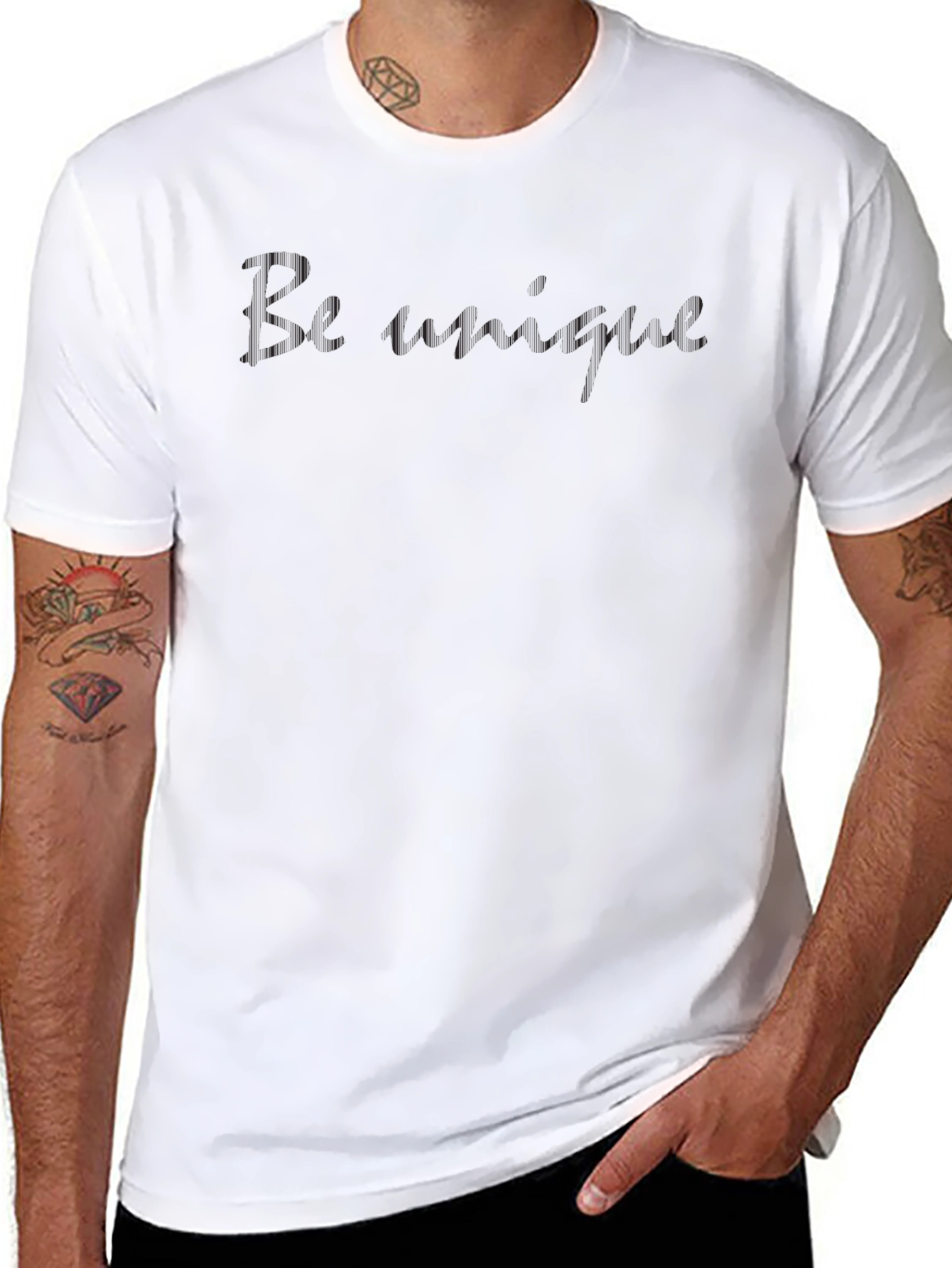 Mens Black Crew Neck Graphic T-Shirt