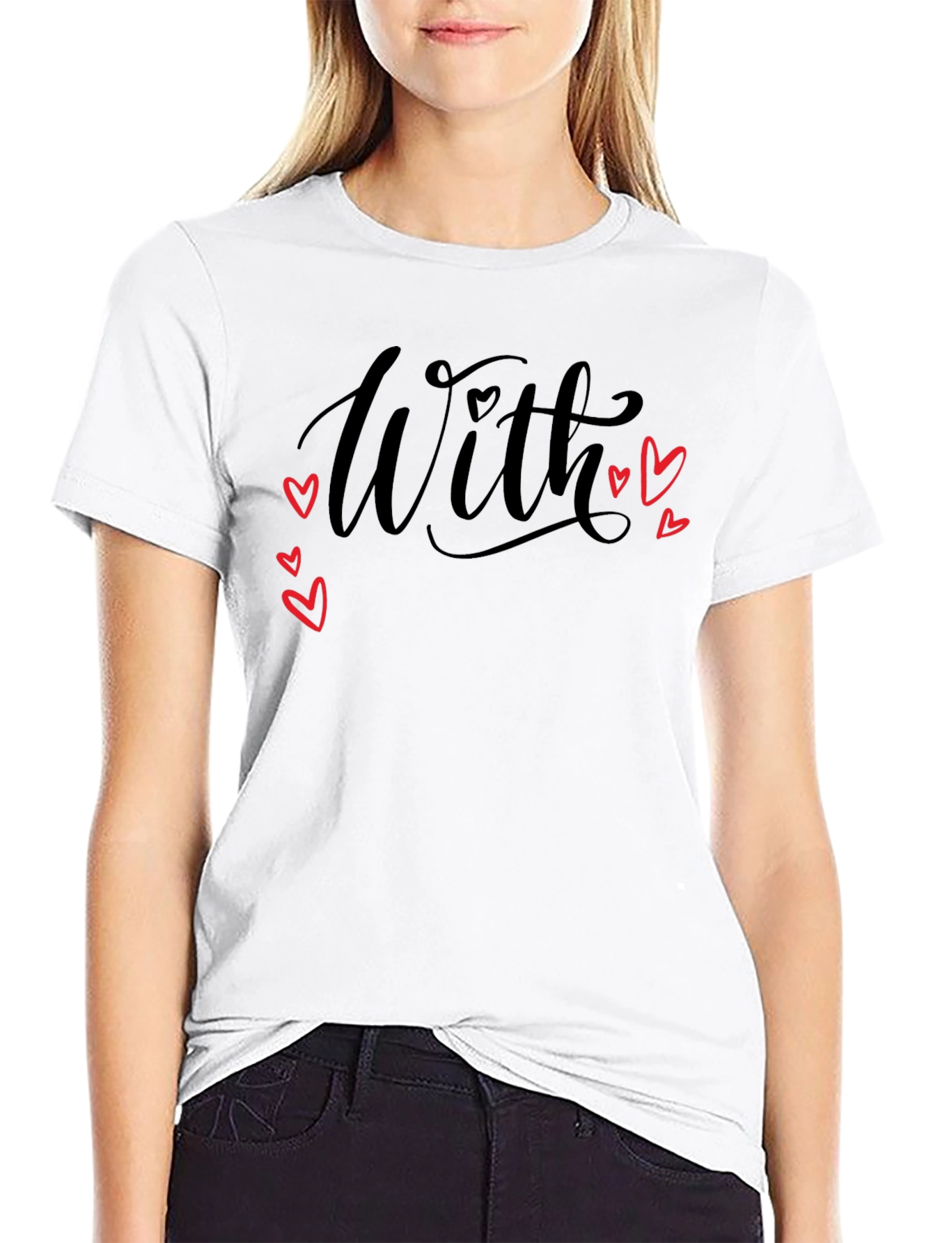 With Love Graphic Print Black T-Shirt