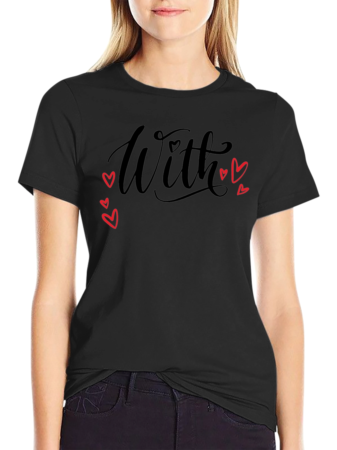 With Love Graphic Print Black T-Shirt