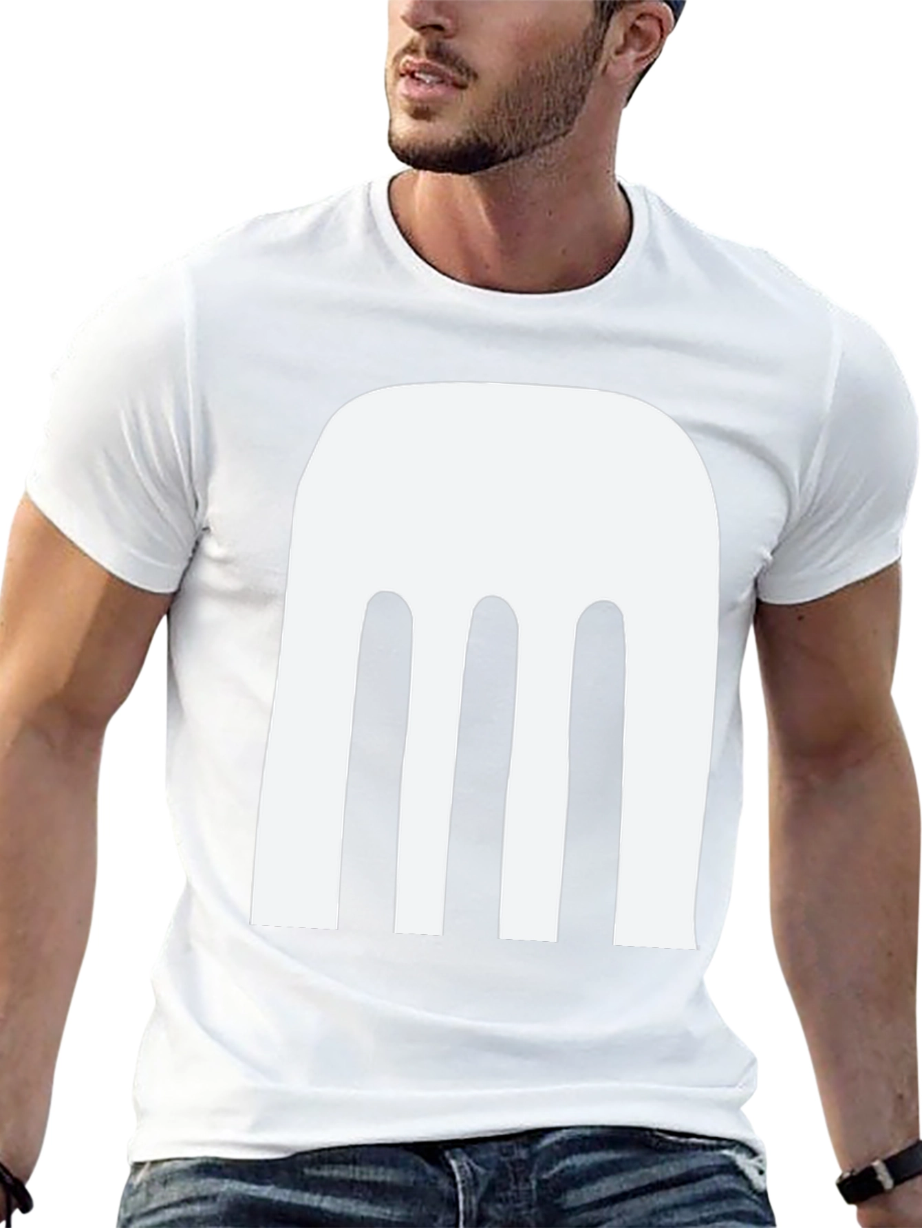 Abstract White Design Black T-Shirt