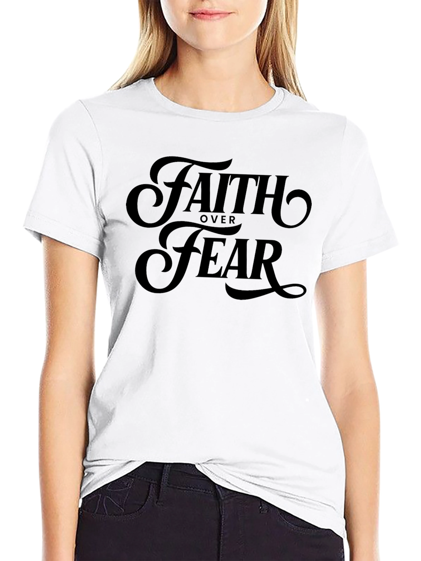 Faith Over Fear Black Graphic T-Shirt