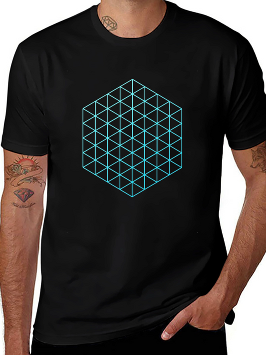 Geometric Triangles Black T-Shirt