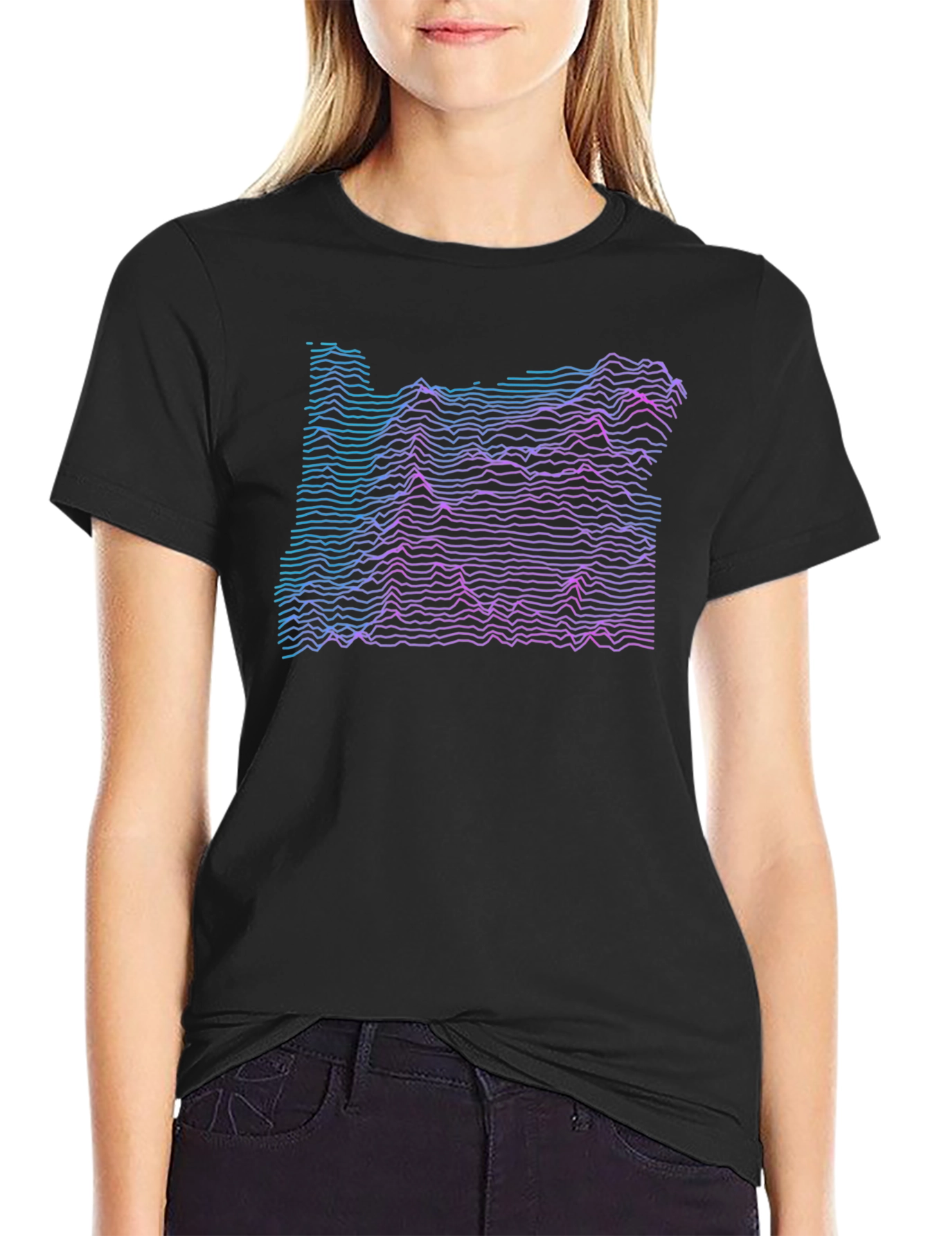 Oregon Topographic T-Shirt - Black Graphic Tee