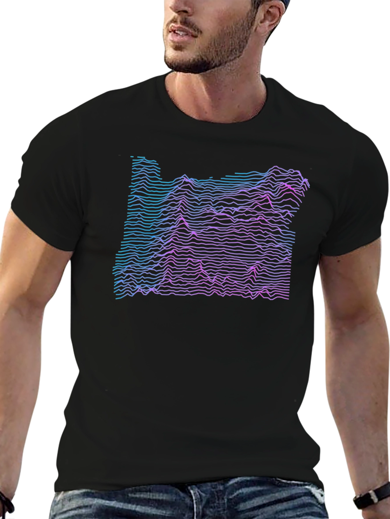 Oregon Topographic T-Shirt - Black Graphic Tee