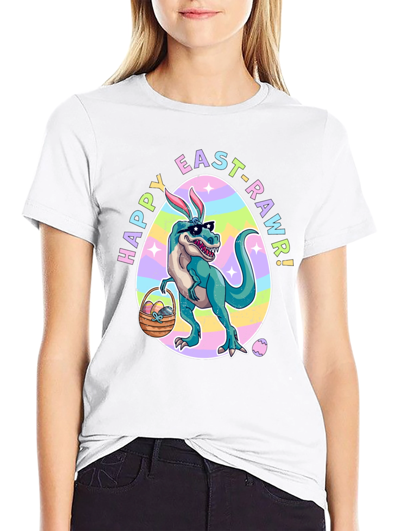 Happy Easter T-Rex Dinosaur Easter Rawr T-Shirt