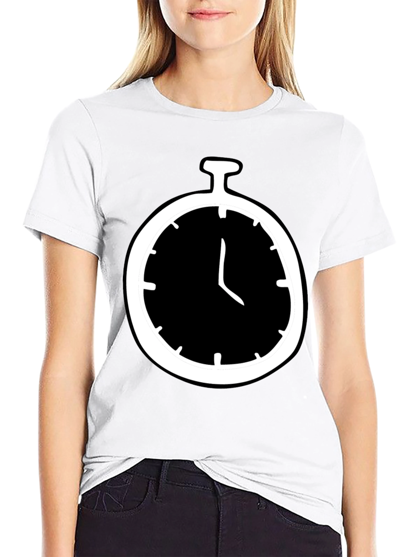Stopwatch Graphic Tee - Mens Black Cotton T-Shirt
