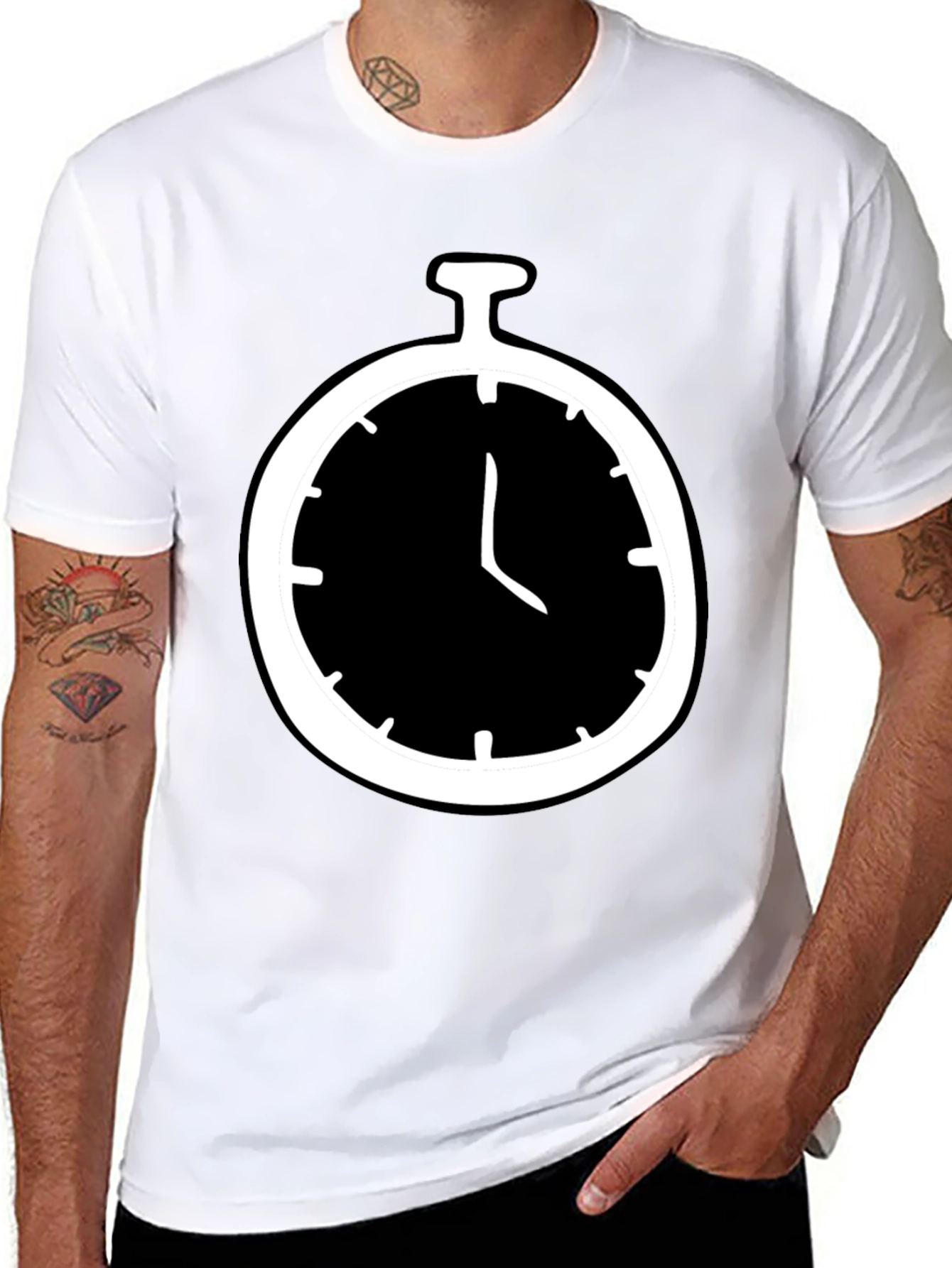 Stopwatch Graphic Tee - Mens Black Cotton T-Shirt