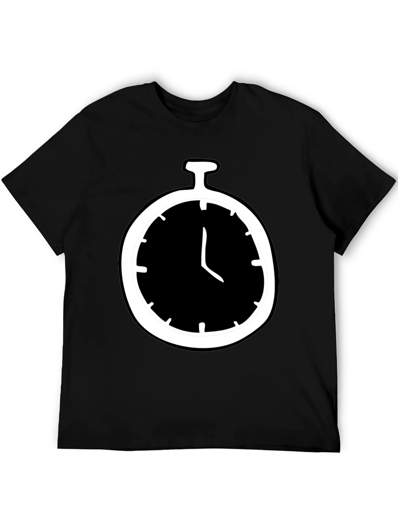 Stopwatch Graphic Tee - Mens Black Cotton T-Shirt