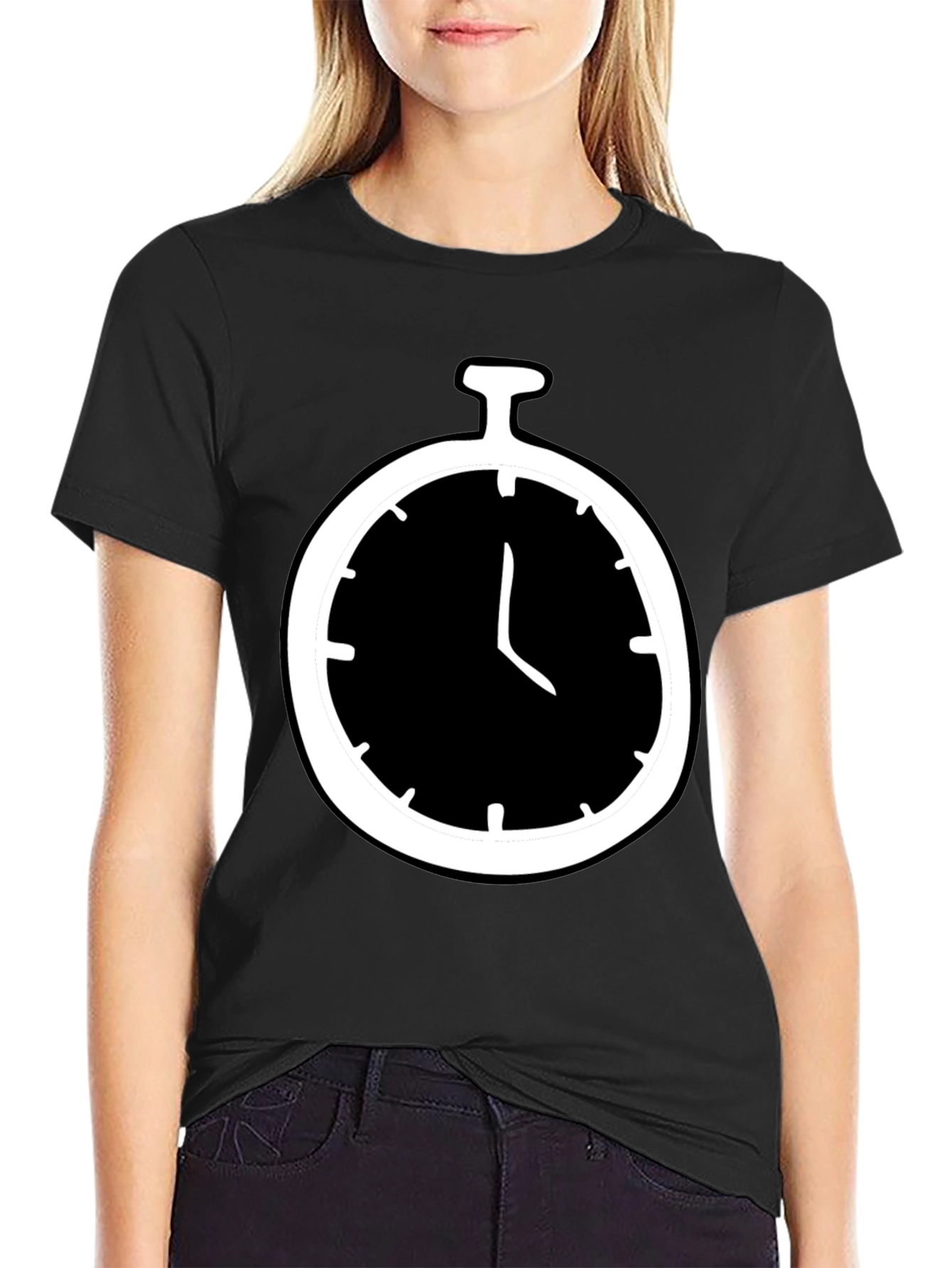 Stopwatch Graphic Tee - Mens Black Cotton T-Shirt