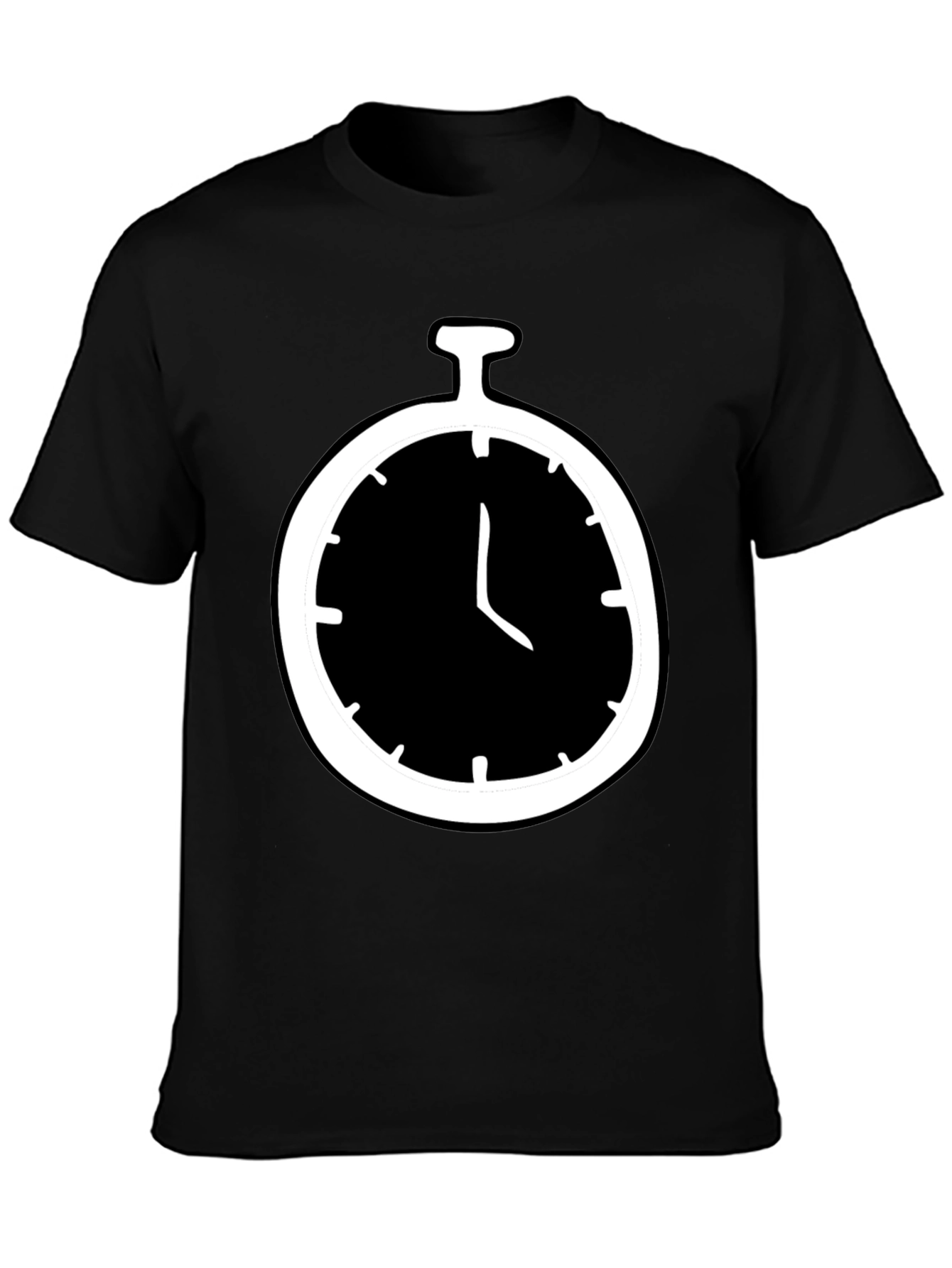 Stopwatch Graphic Tee - Mens Black Cotton T-Shirt