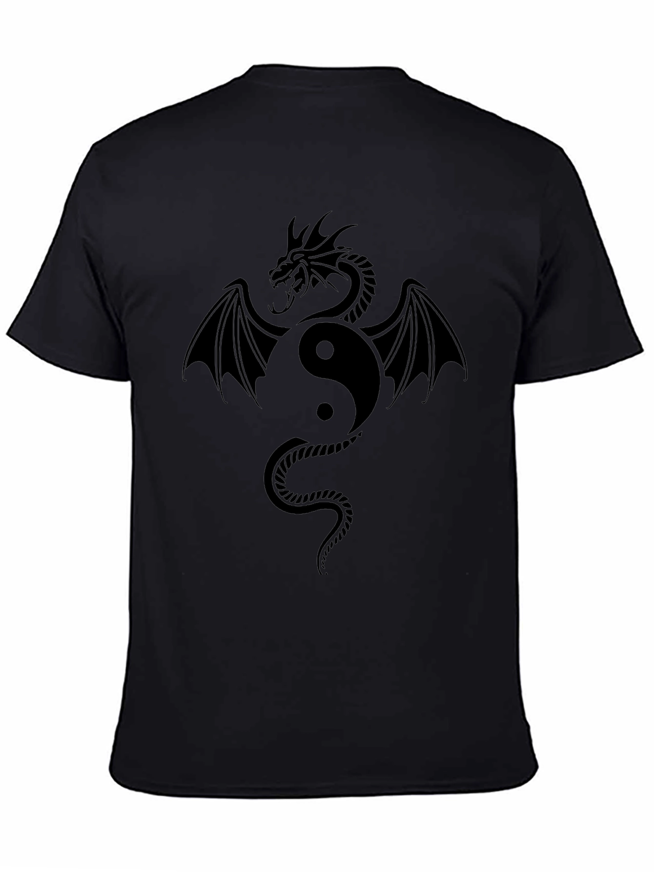 Yin Yang Dragon Graphic Tee - Stylish Black T-Shirt