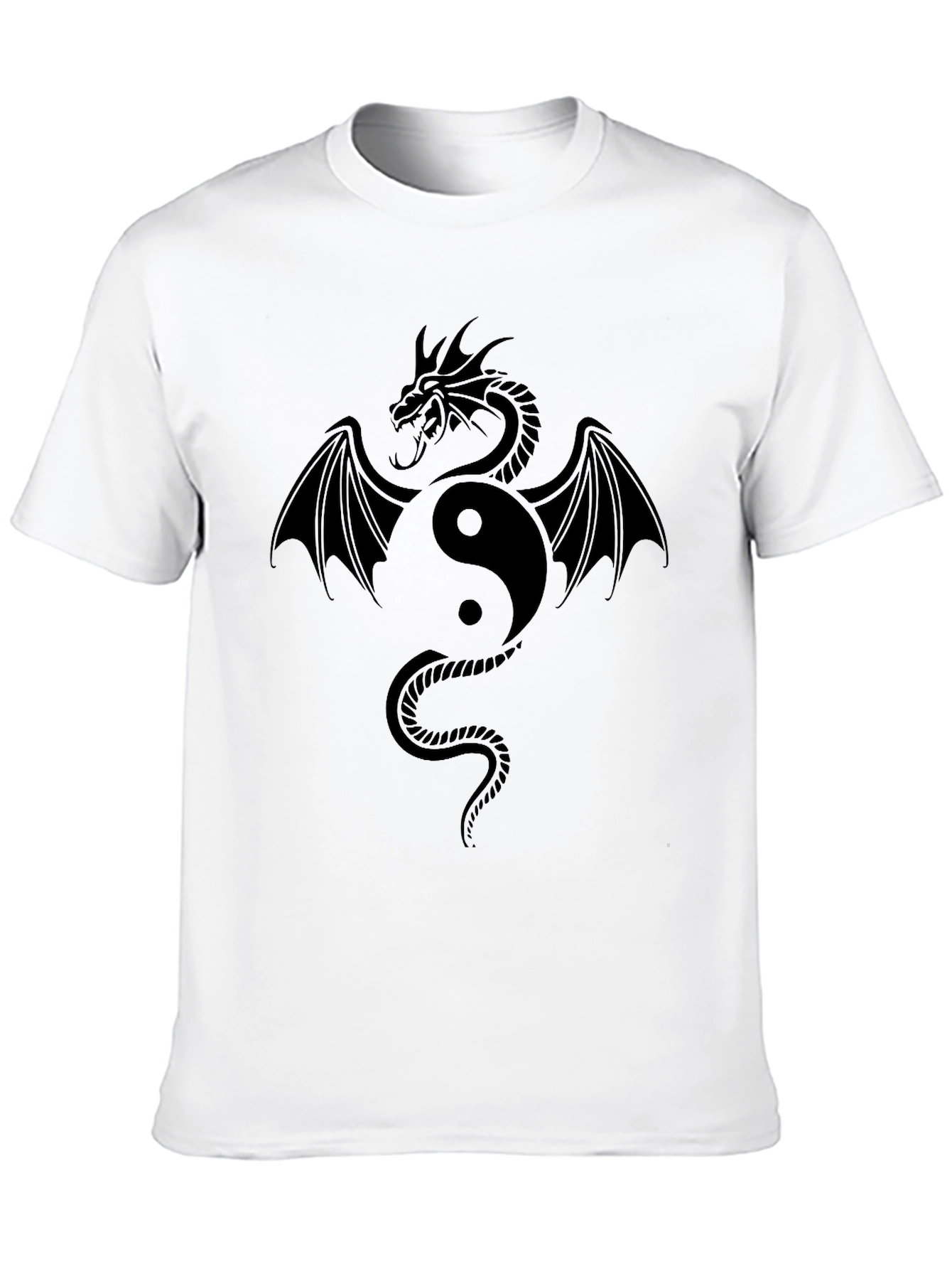 Yin Yang Dragon Graphic Tee - Stylish Black T-Shirt