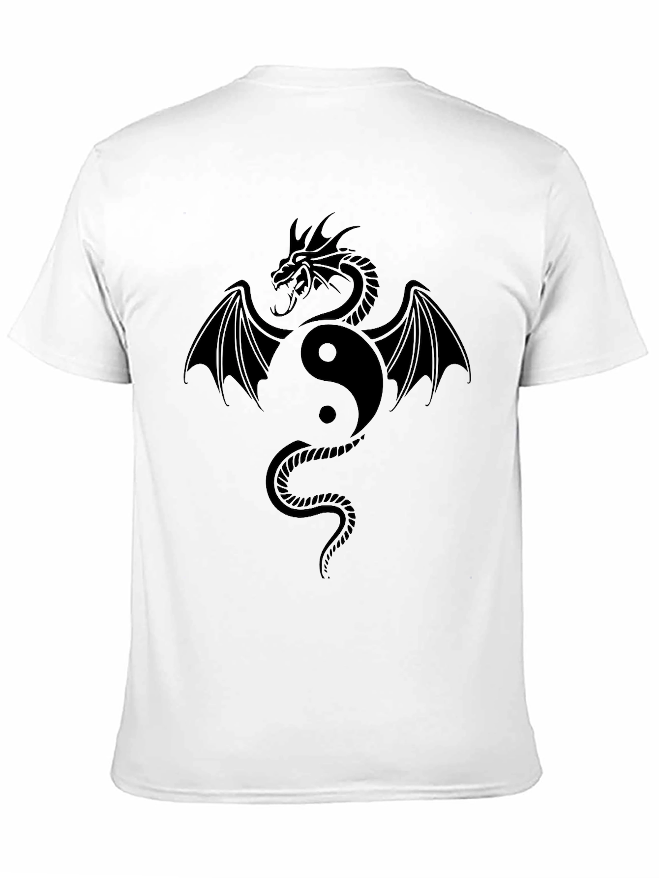Yin Yang Dragon Graphic Tee - Stylish Black T-Shirt
