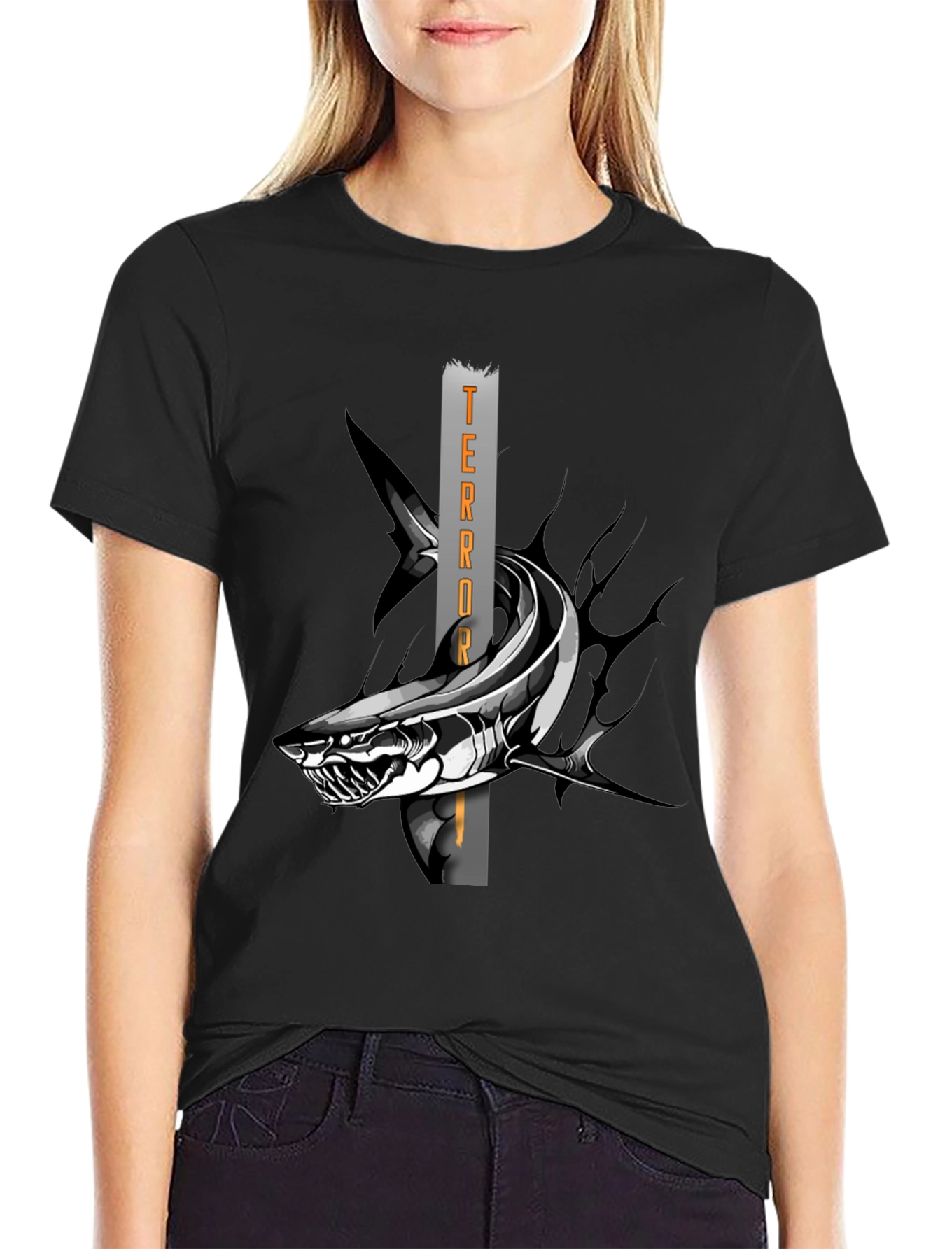 Terror Shark Graphic T-Shirt - Black