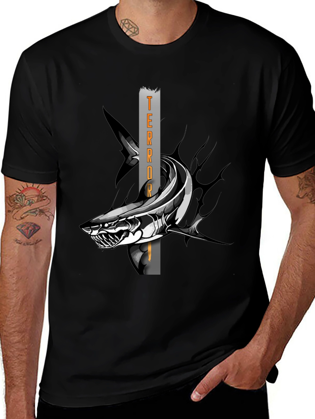Terror Shark Graphic T-Shirt - Black