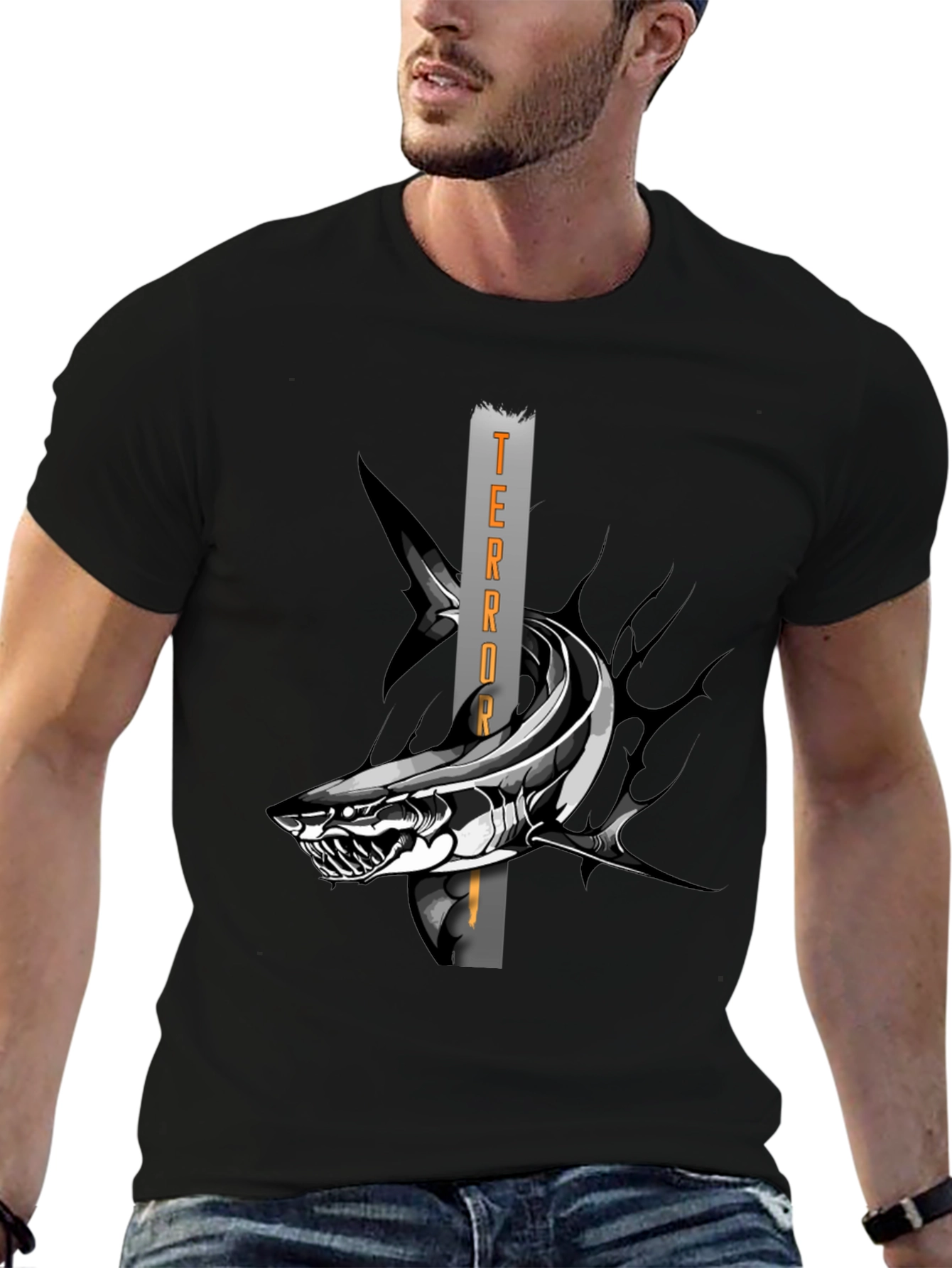 Terror Shark Graphic T-Shirt - Black
