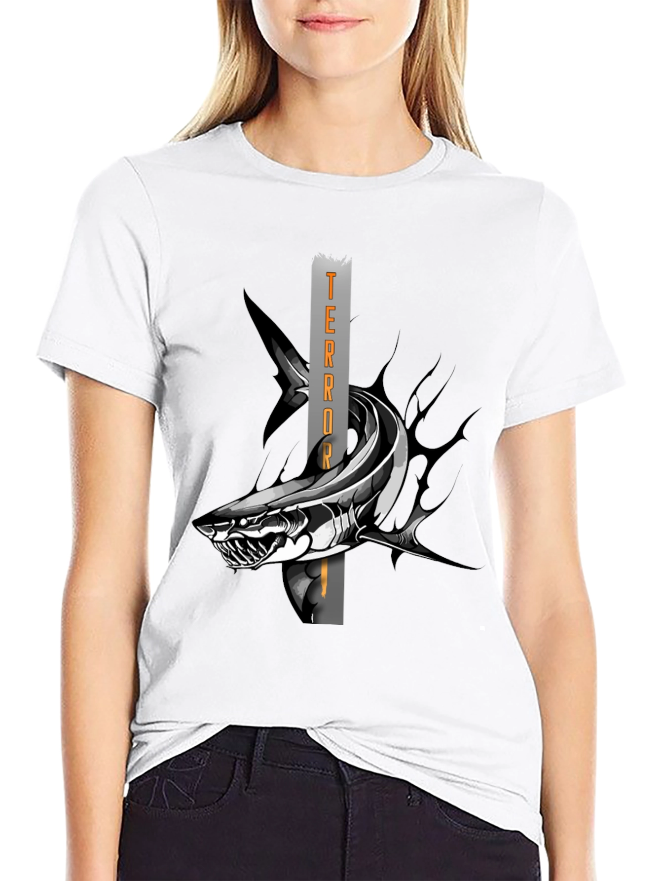 Terror Shark Graphic T-Shirt - Black