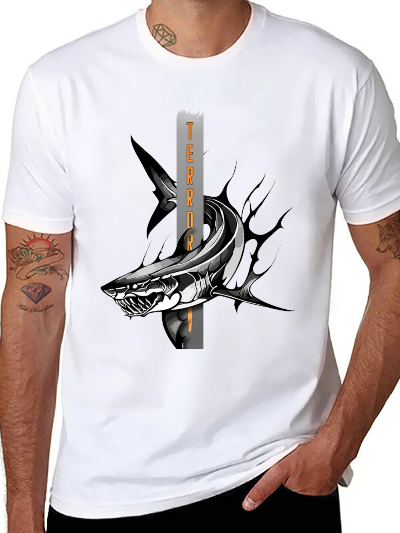 Terror Shark Graphic T-Shirt - Black