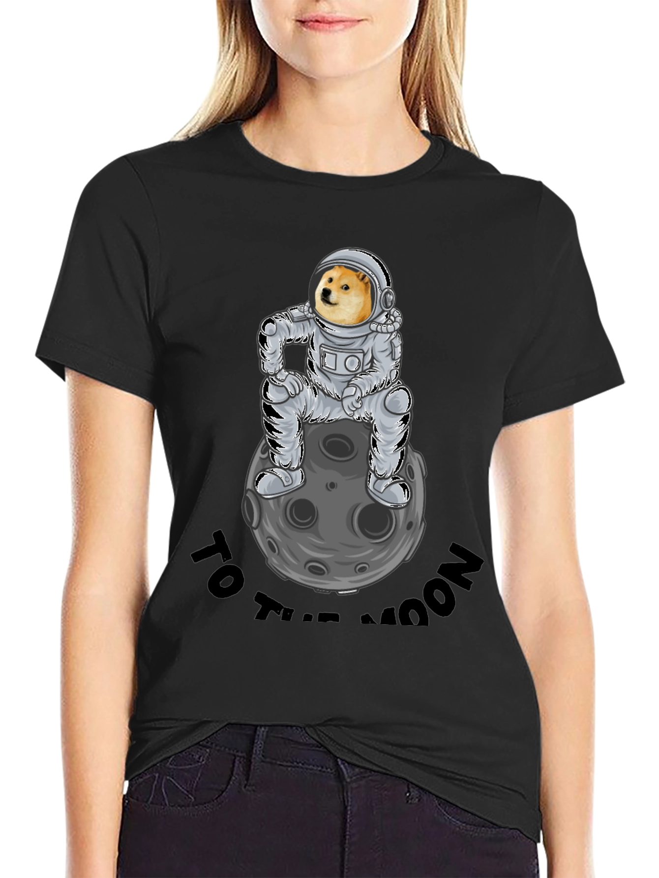 Doge to the Moon Black T-Shirt