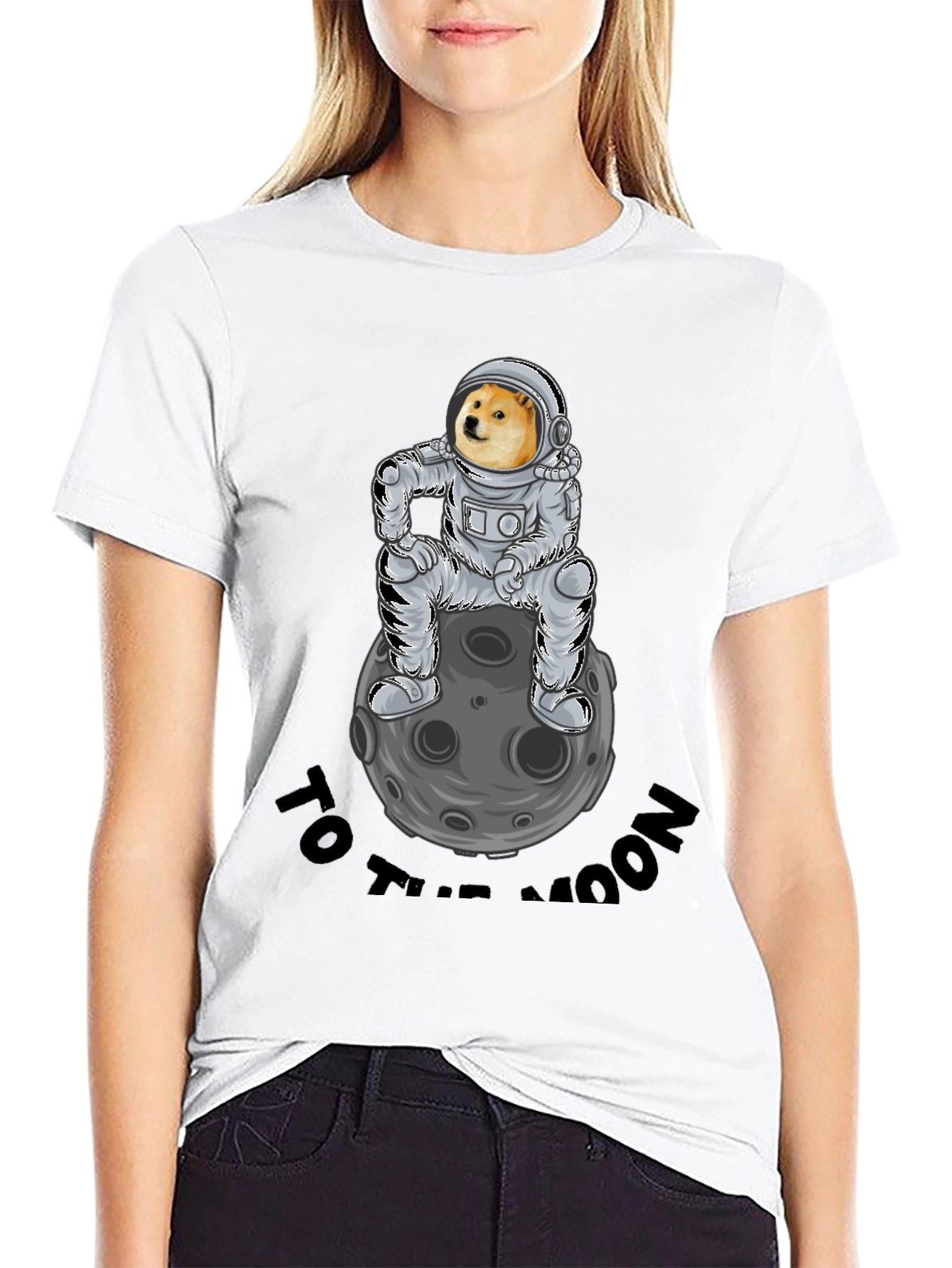 Doge to the Moon Black T-Shirt