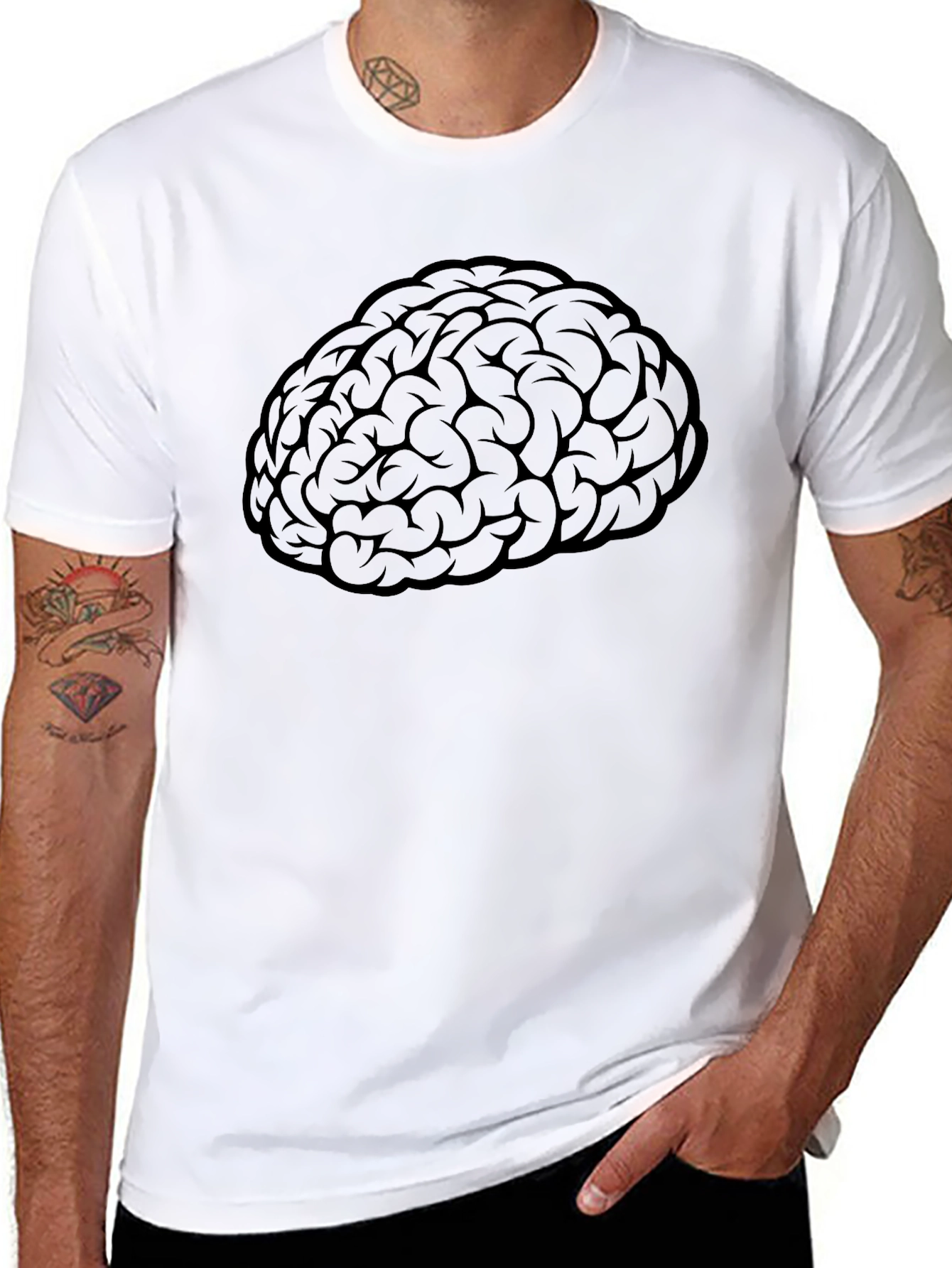 Brain Graphic Black T-Shirt - Smart & Stylish