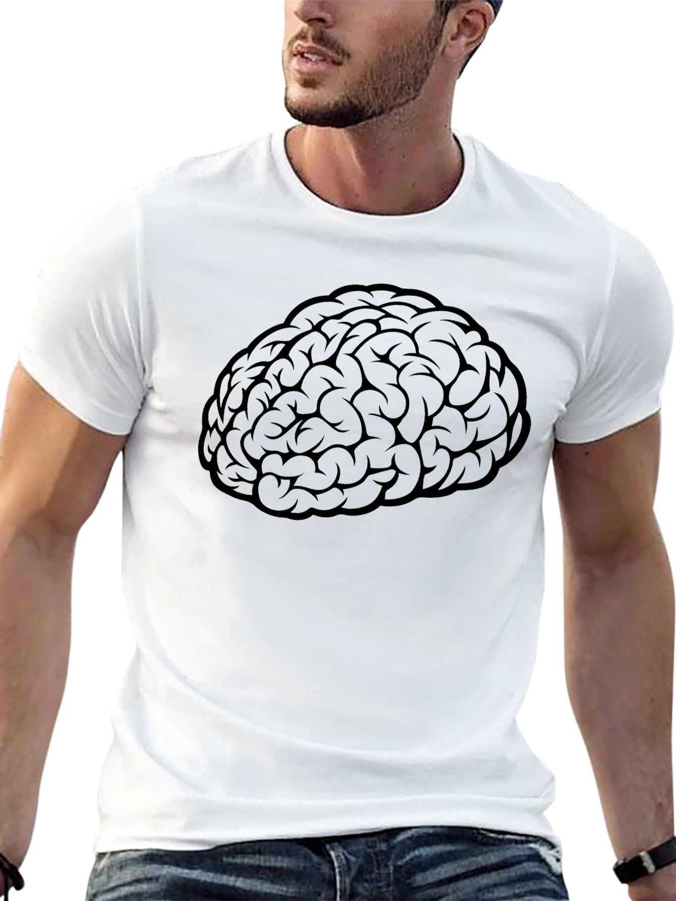 Brain Graphic Black T-Shirt - Smart & Stylish
