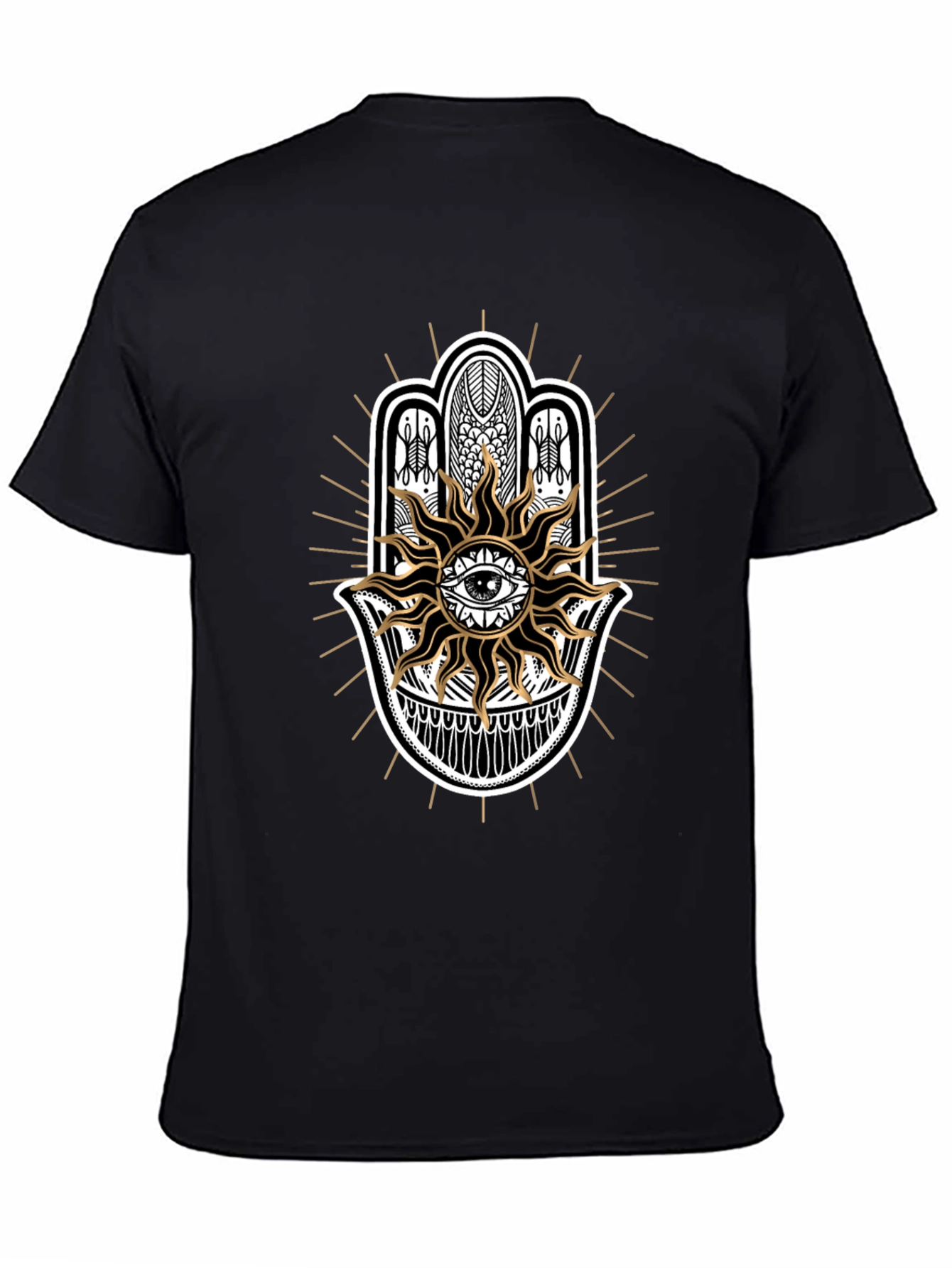 Hamsa Hand Sun Graphic Black Tee